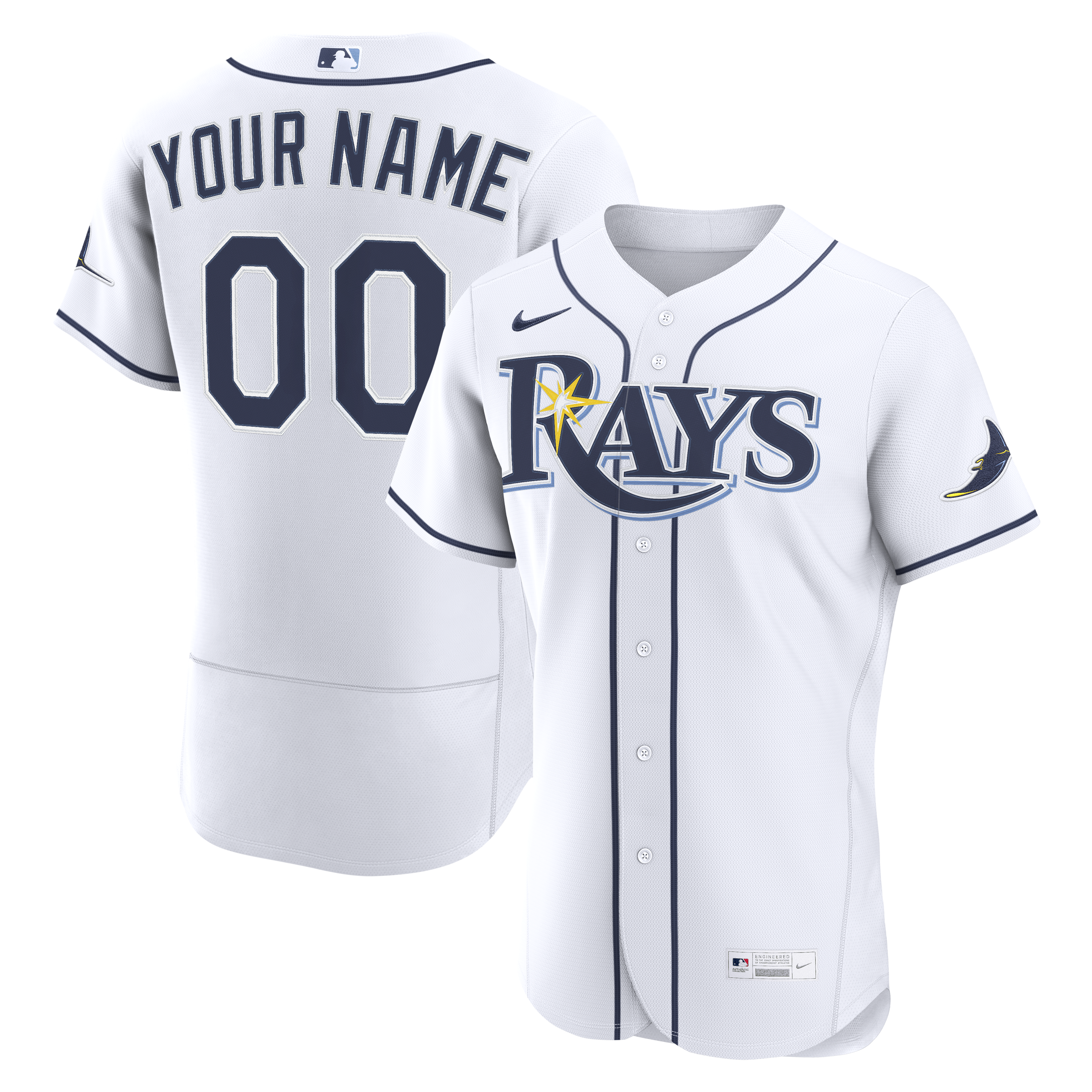 Tampa Bay Rays Home Custom Jersey - White | Stitched Baseball Jersey TJS0641
