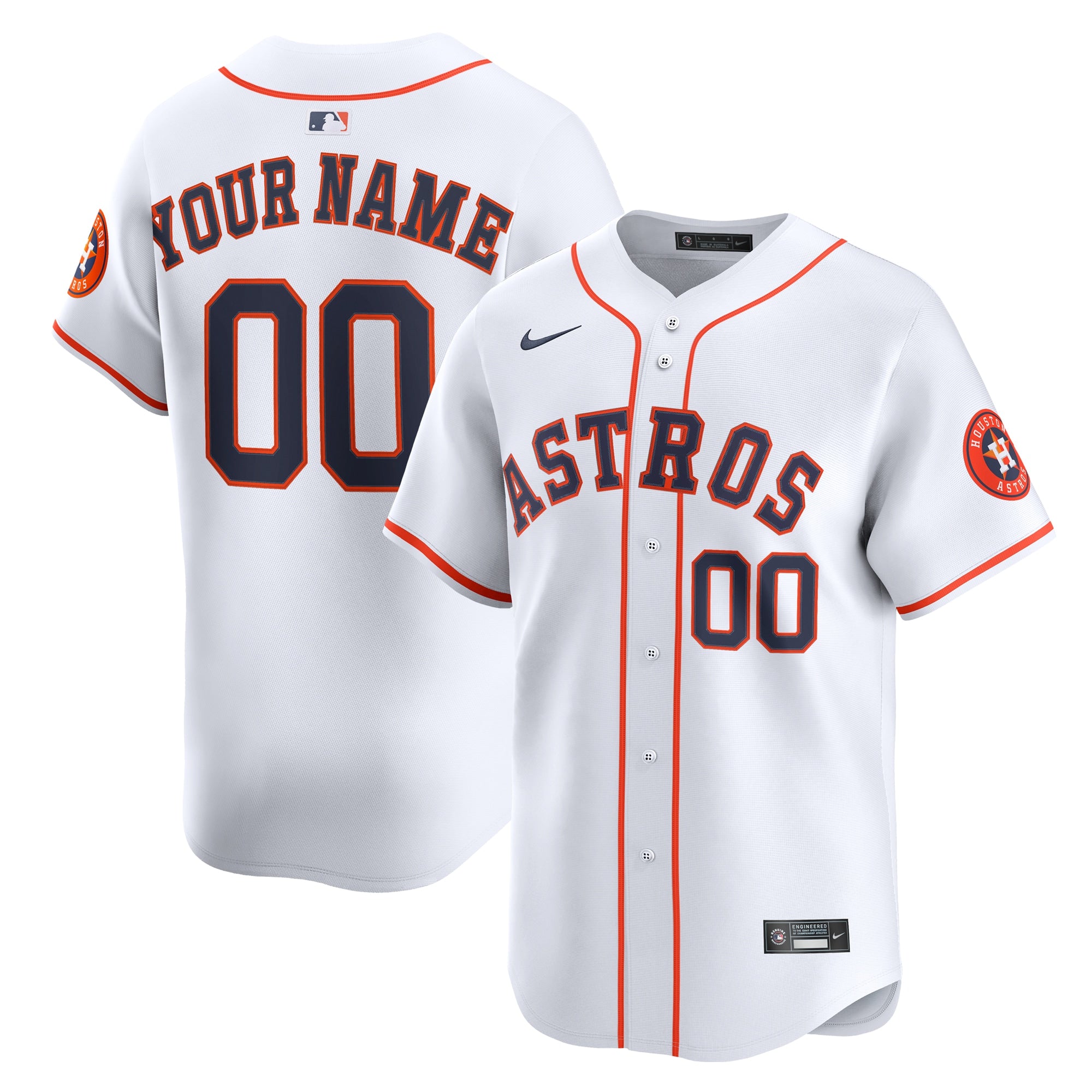 Houston Astros Home Limited Custom Jersey - White | Stitched Baseball Jersey TJS0735