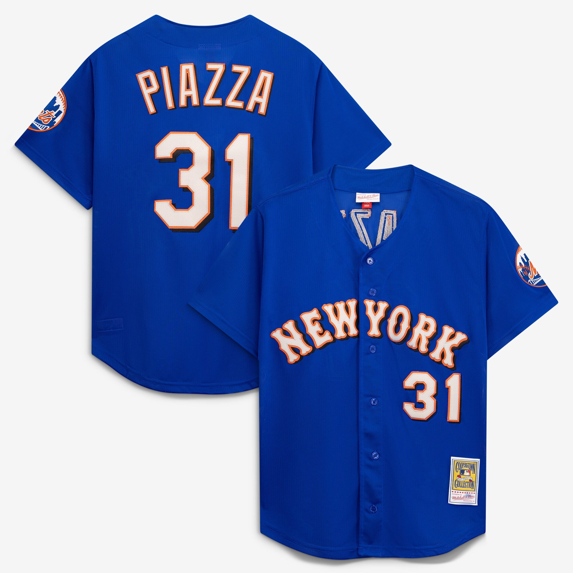 Mike Piazza New York Mets M & N Cooperstown Collection Mesh Batting Practice Button-Up Jersey - Royal | Stitched Baseball Jersey TJS0924