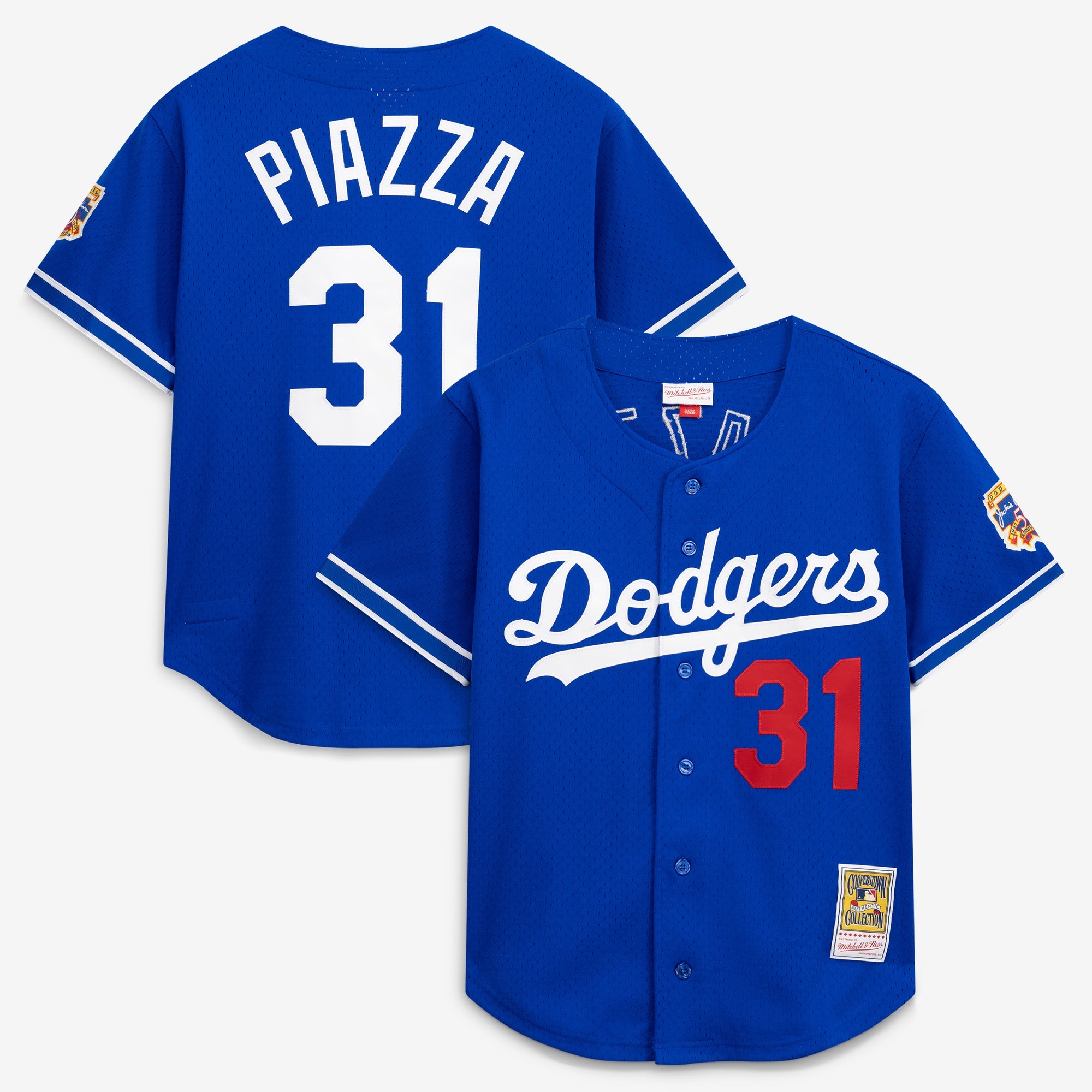 Mike Piazza Los Angeles Dodgers M & N Cooperstown Collection Mesh Batting Practice Button-Up Jersey - Royal | Stitched Baseball Jersey TJS0863