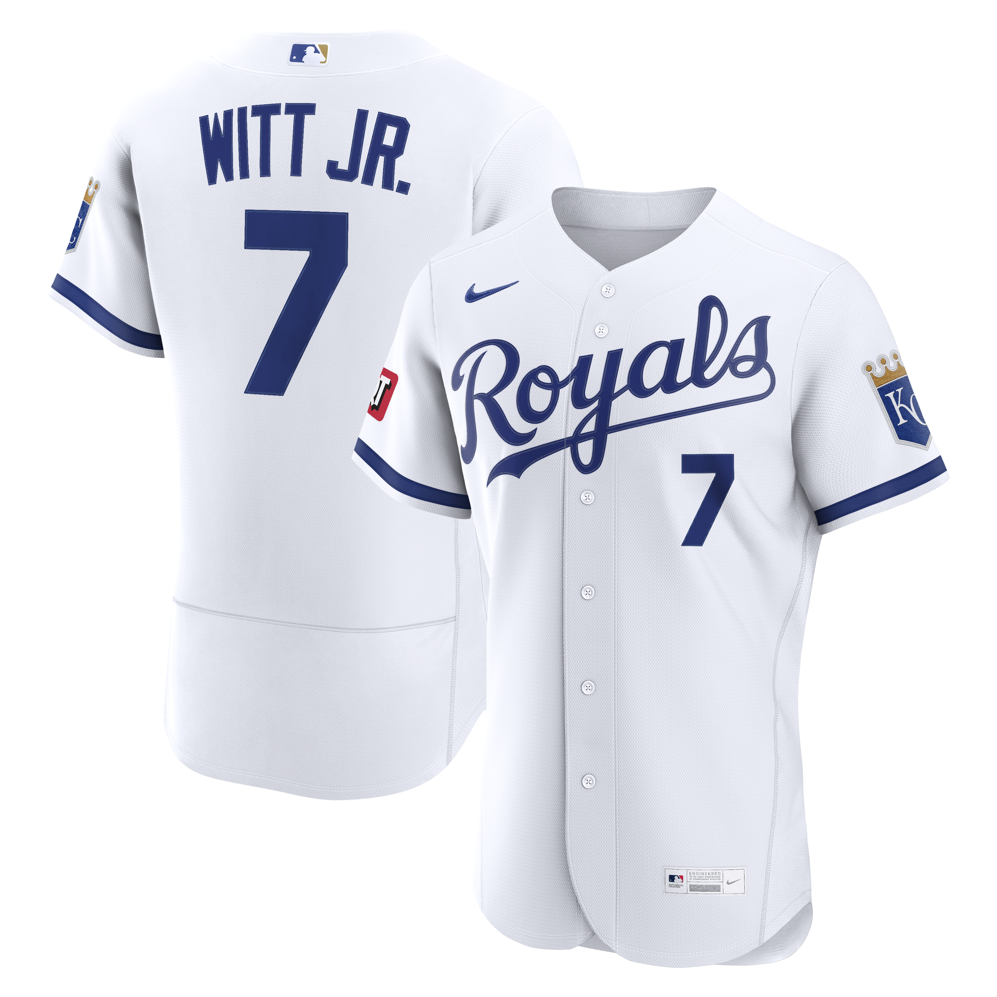 Bobby Witt Jr. Kansas City Royals Home Sponsor Patch Jersey - White | Stitched Baseball Jersey TJS0645