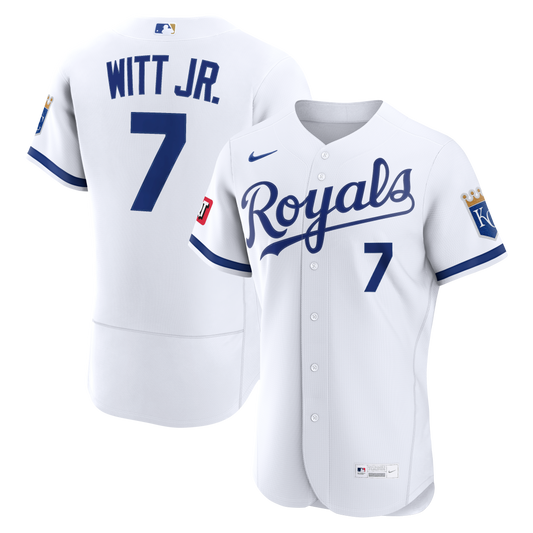 Bobby Witt Jr. Kansas City Royals Home Sponsor Patch Jersey - White | Stitched Baseball Jersey TJS0645