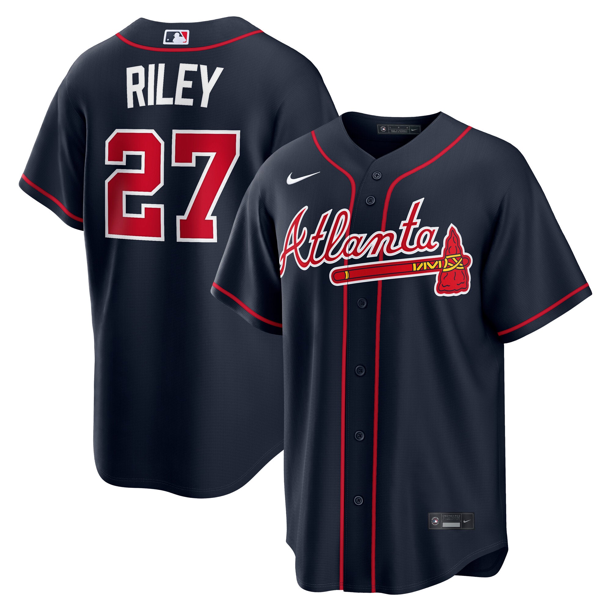 Austin Riley Atlanta Braves Alternate Replica Jersey - Navy | Stitched Baseball Jersey TJS0854
