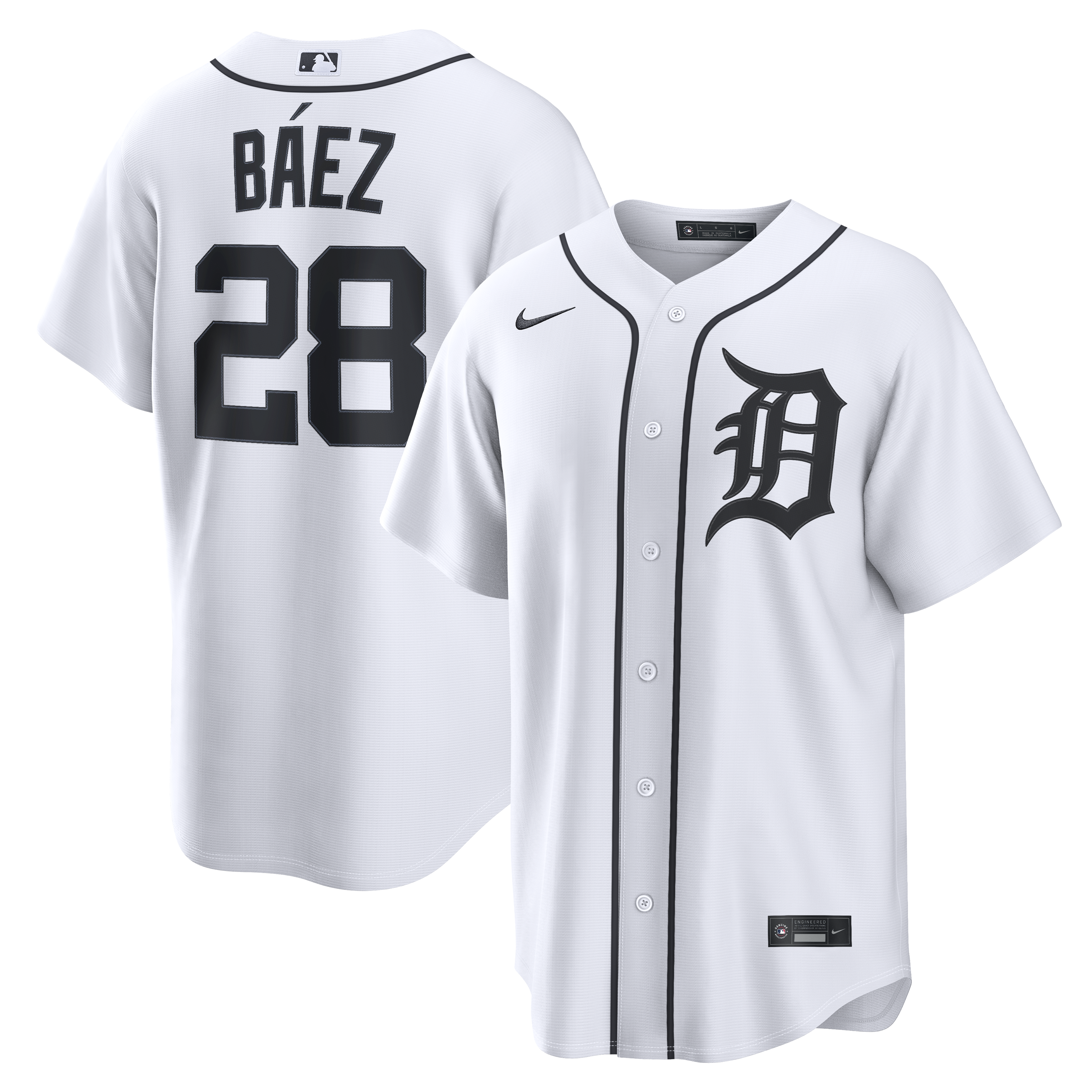 Javier B�ez Detroit Tigers Home Replica Jersey - White | Stitched Baseball Jersey TJS0716