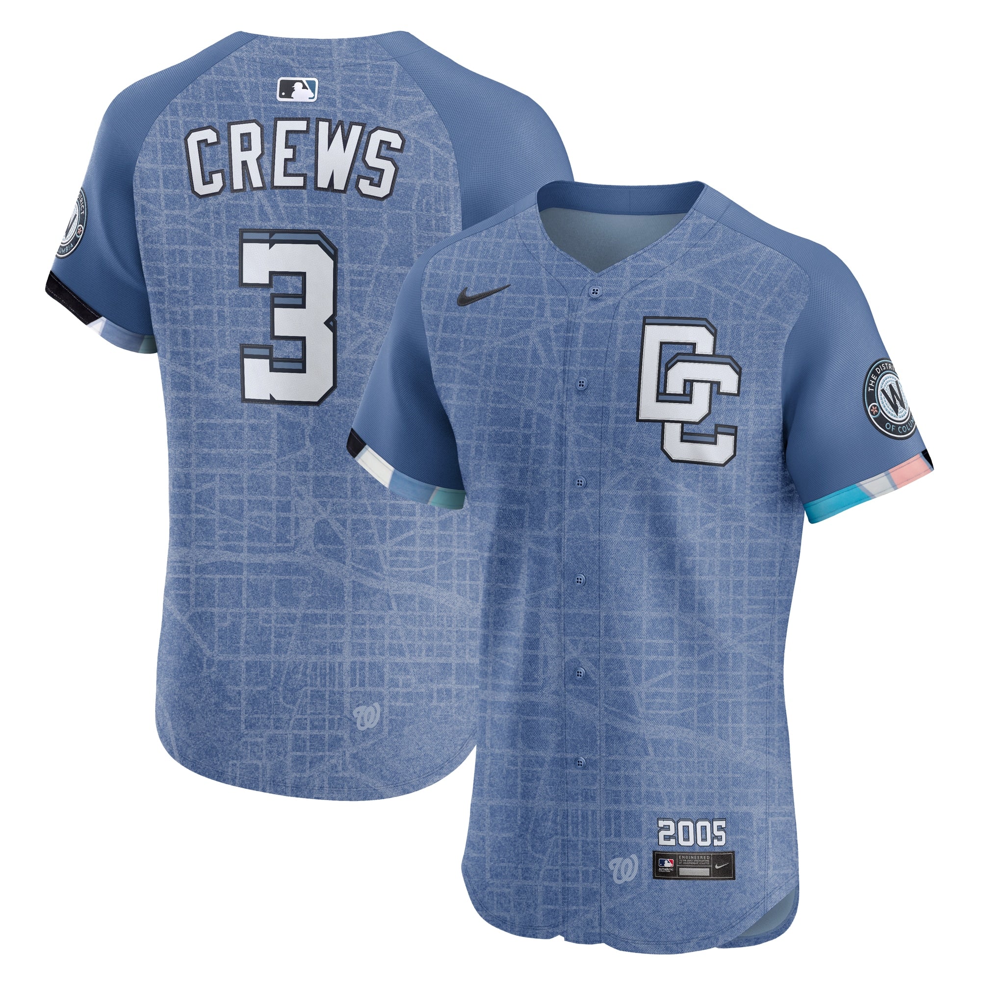 Dylan Crews Washington Nationals 2025 City Connect Elite Player Jersey - Blue | Stitched Baseball Jersey TJS0855