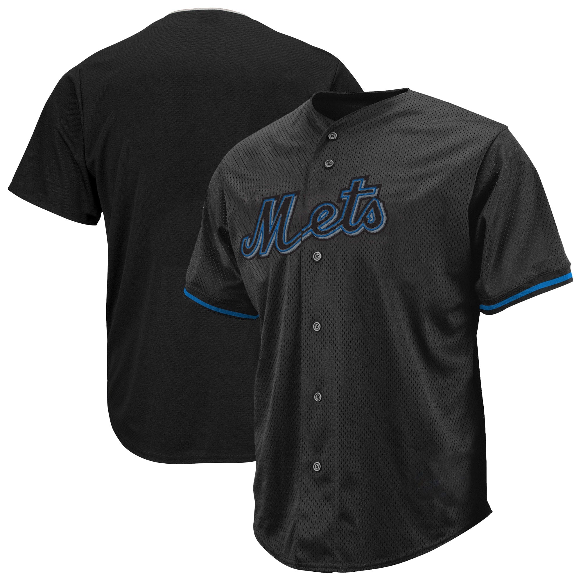 New York Mets Profile Big & Tall Pop Fashion Jersey - Black | Stitched Baseball Jersey TJS0955
