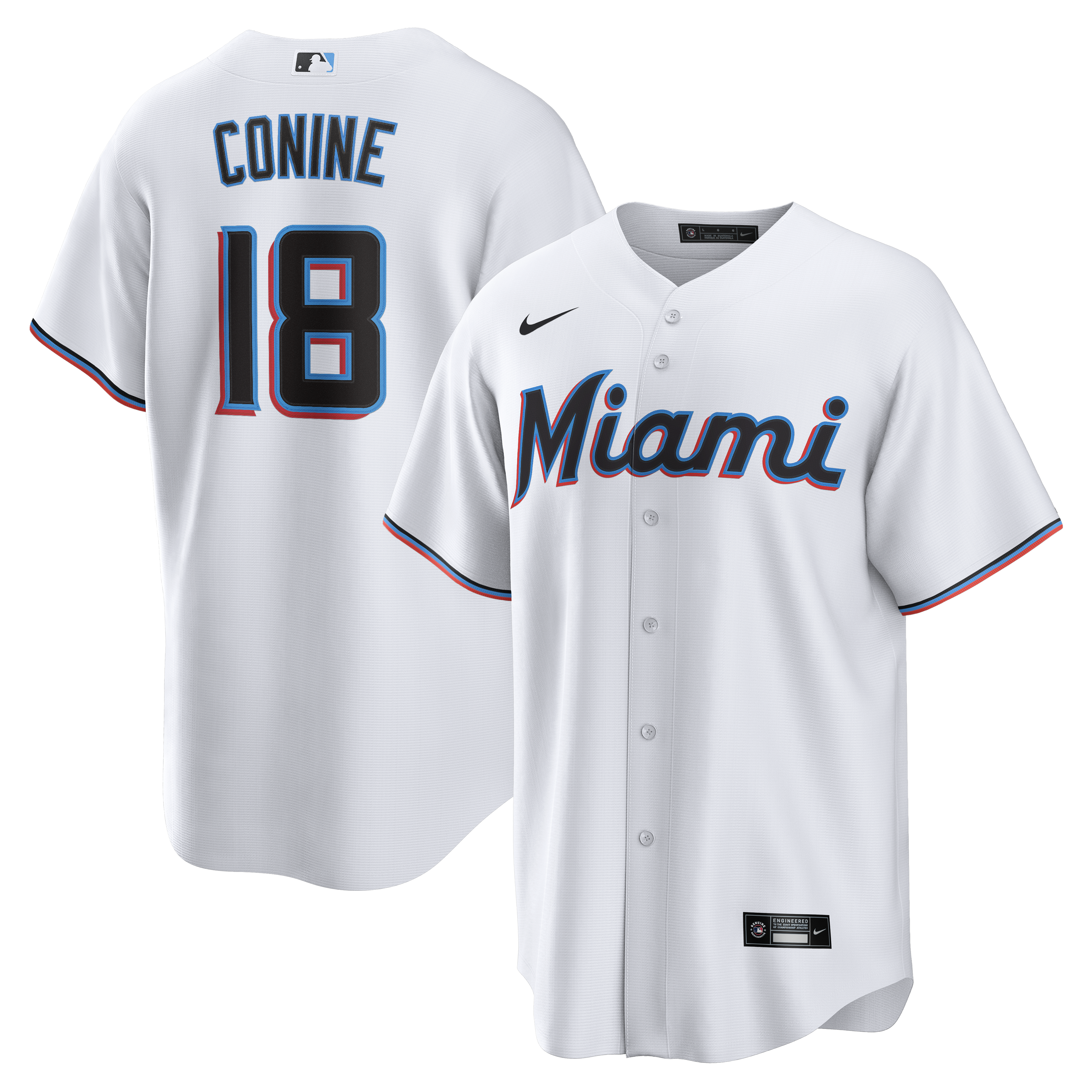 Griffin Conine Miami Marlins Home Replica Jersey - White | Stitched Baseball Jersey TJS0713