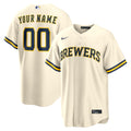 Milwaukee Brewers Home Replica Custom Jersey - Cream | Stitched Baseball Jersey TJS0750