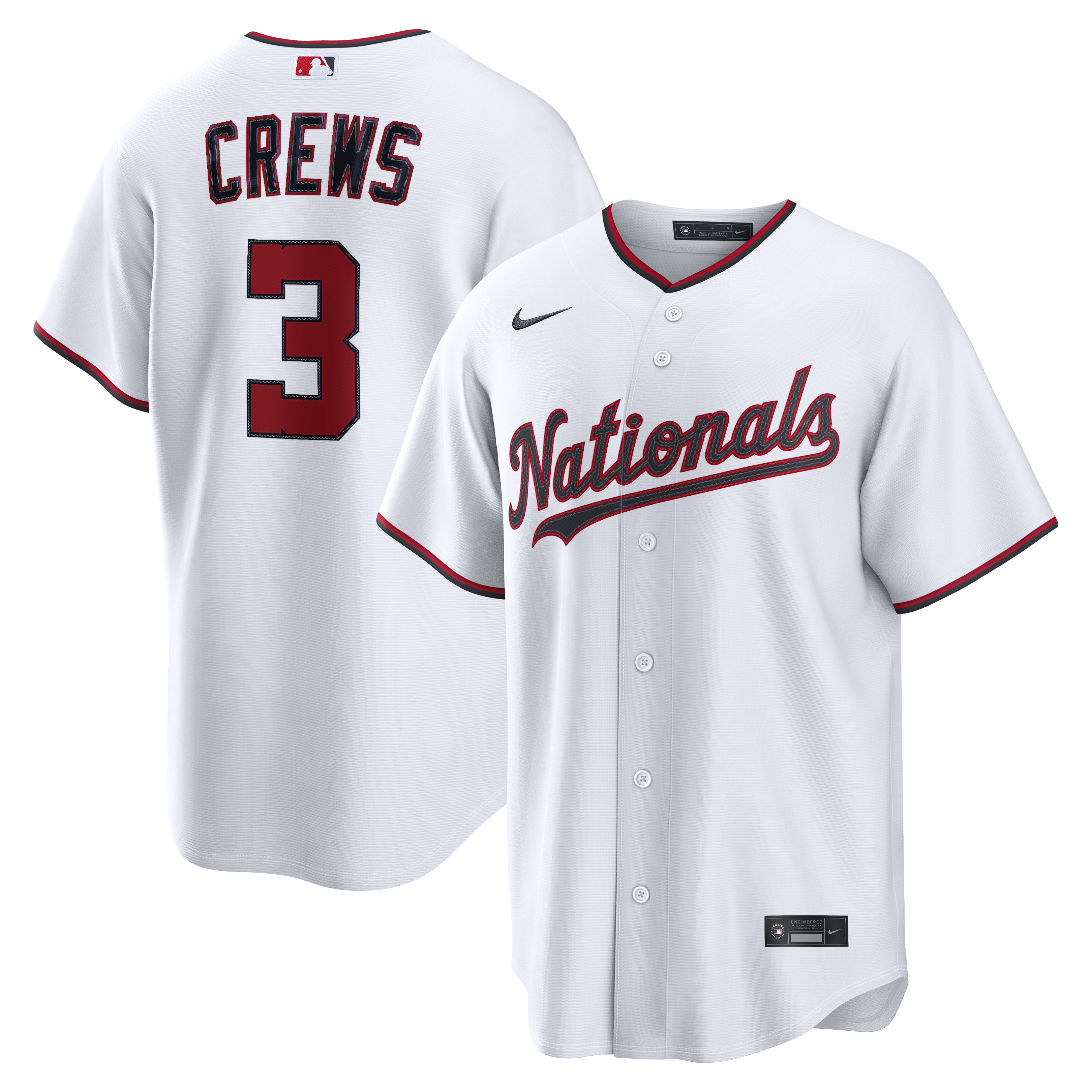 Dylan Crews Washington Nationals Home Replica Jersey - White | Stitched Baseball Jersey TJS0700