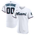 Miami Marlins Home Custom Jersey - White | Stitched Baseball Jersey TJS0728