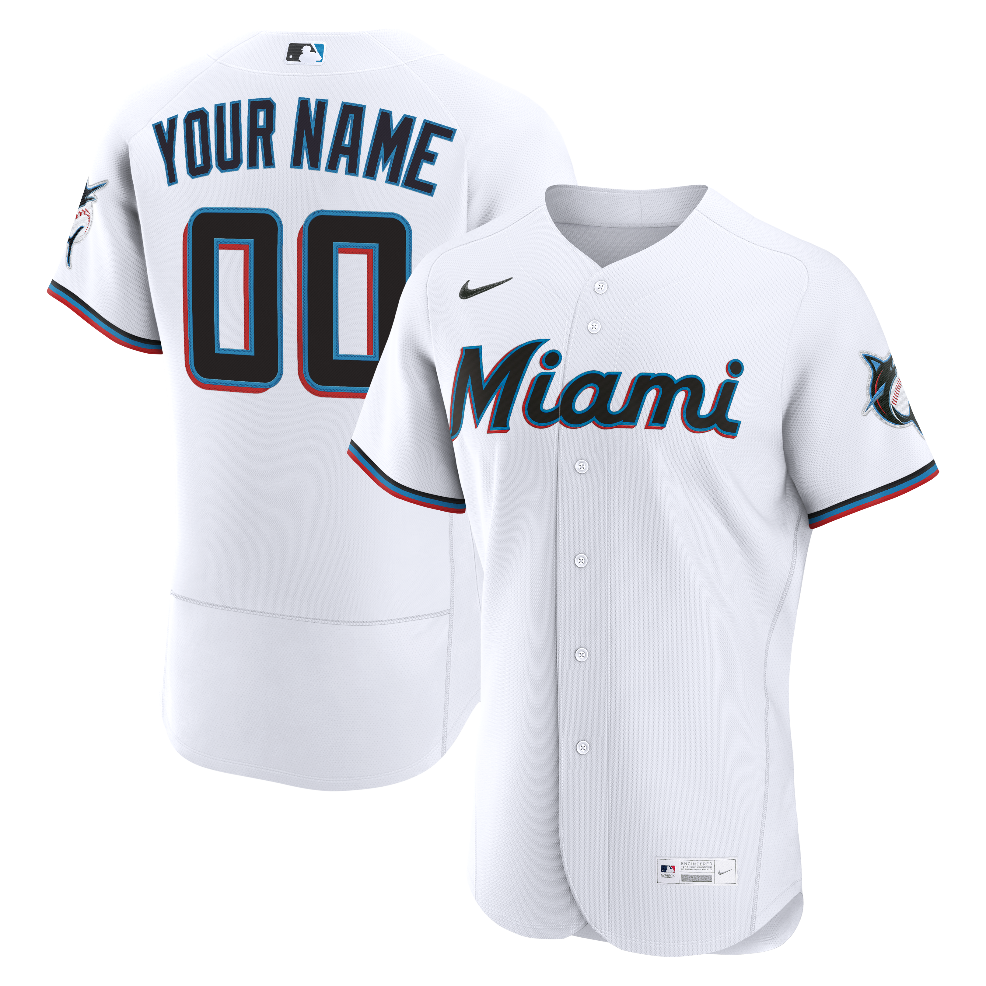 Miami Marlins Home Custom Jersey - White | Stitched Baseball Jersey TJS0728