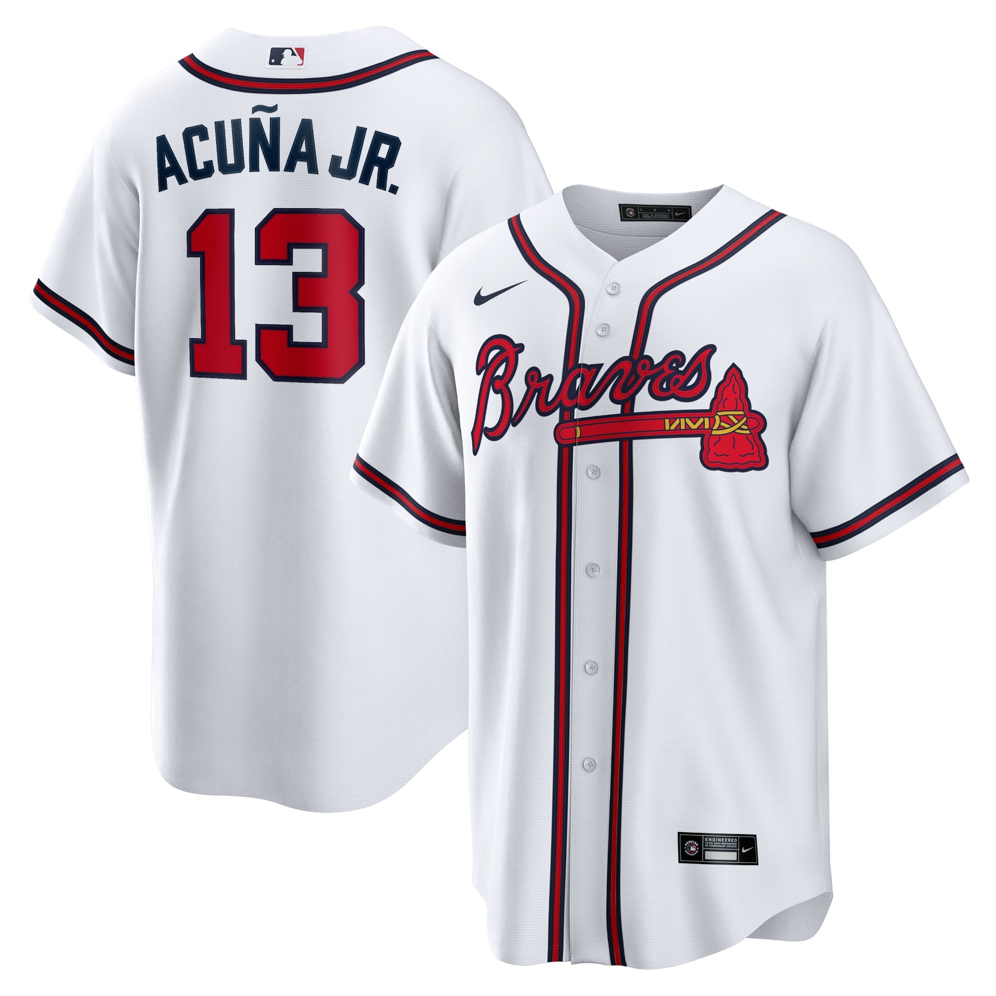 Ronald Acuna Jr. Atlanta Braves Home Replica Player Name Jersey - White | Stitched Baseball Jersey TJS0881