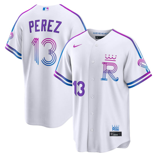 Salvador Perez Kansas City Royals 2026 City Connect Stadium Jersey - White | Stitched Baseball Jersey TJS0996