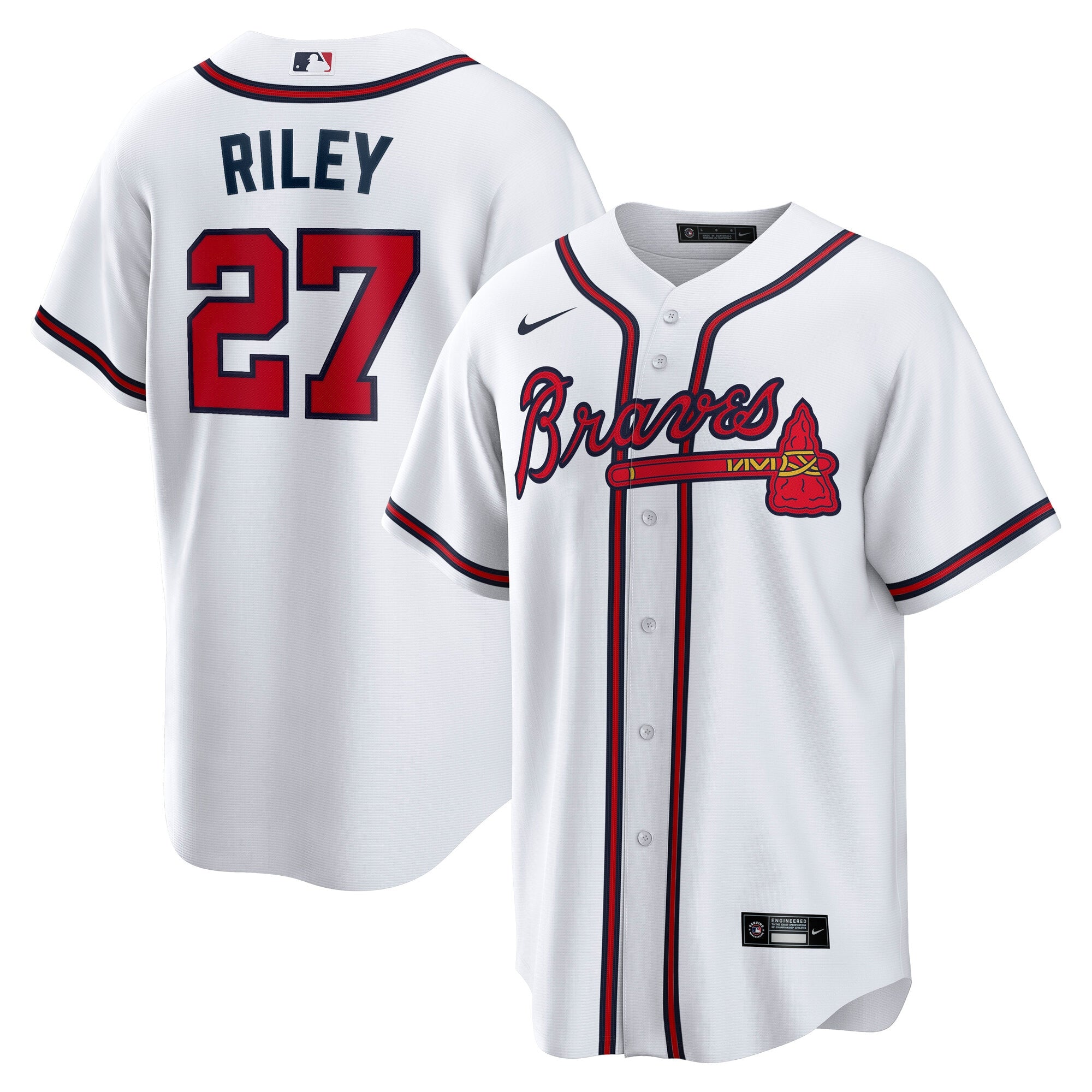 Austin Riley Atlanta Braves Home Replica Player Jersey - White | Stitched Baseball Jersey TJS0858