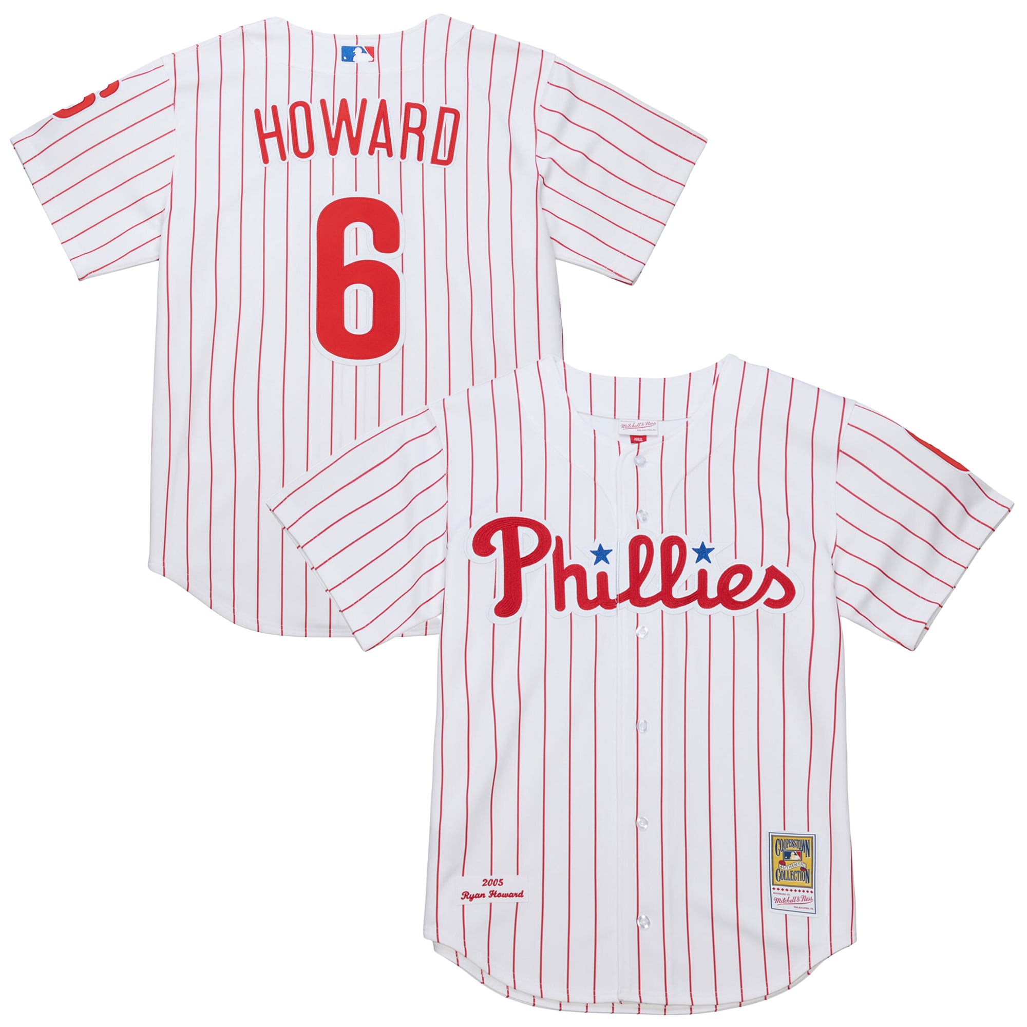 Ryan Howard Philadelphia Phillies M & N Cooperstown Collection Jersey � White | Stitched Baseball Jersey TJS0654
