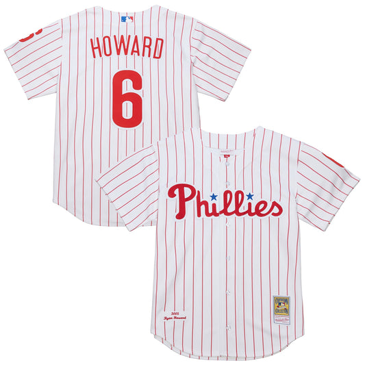 Ryan Howard Philadelphia Phillies M & N Cooperstown Collection Jersey � White | Stitched Baseball Jersey TJS0654