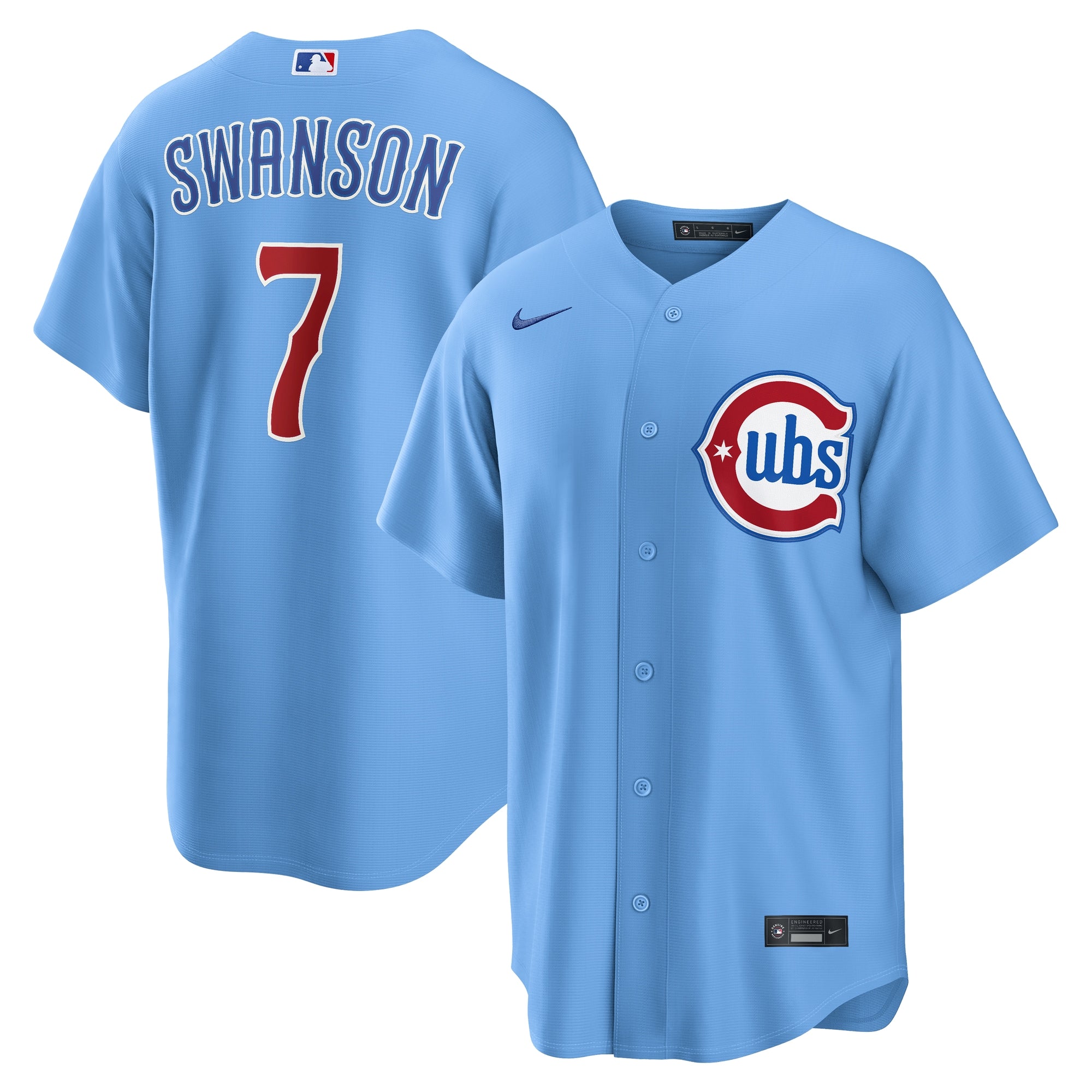 Dansby Swanson Chicago Cubs Alternate Replica Jersey - Light Blue | Stitched Baseball Jersey TJS0662