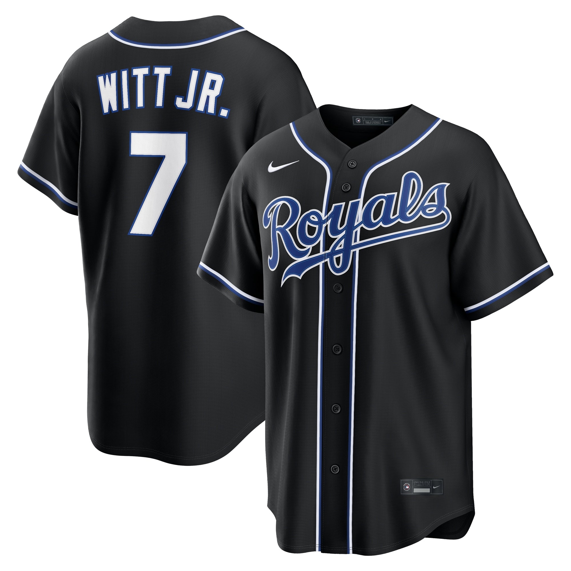 Bobby Witt Jr. Kansas City Royals Fashion Replica Black Out Jersey | Stitched Baseball Jersey TJS0676