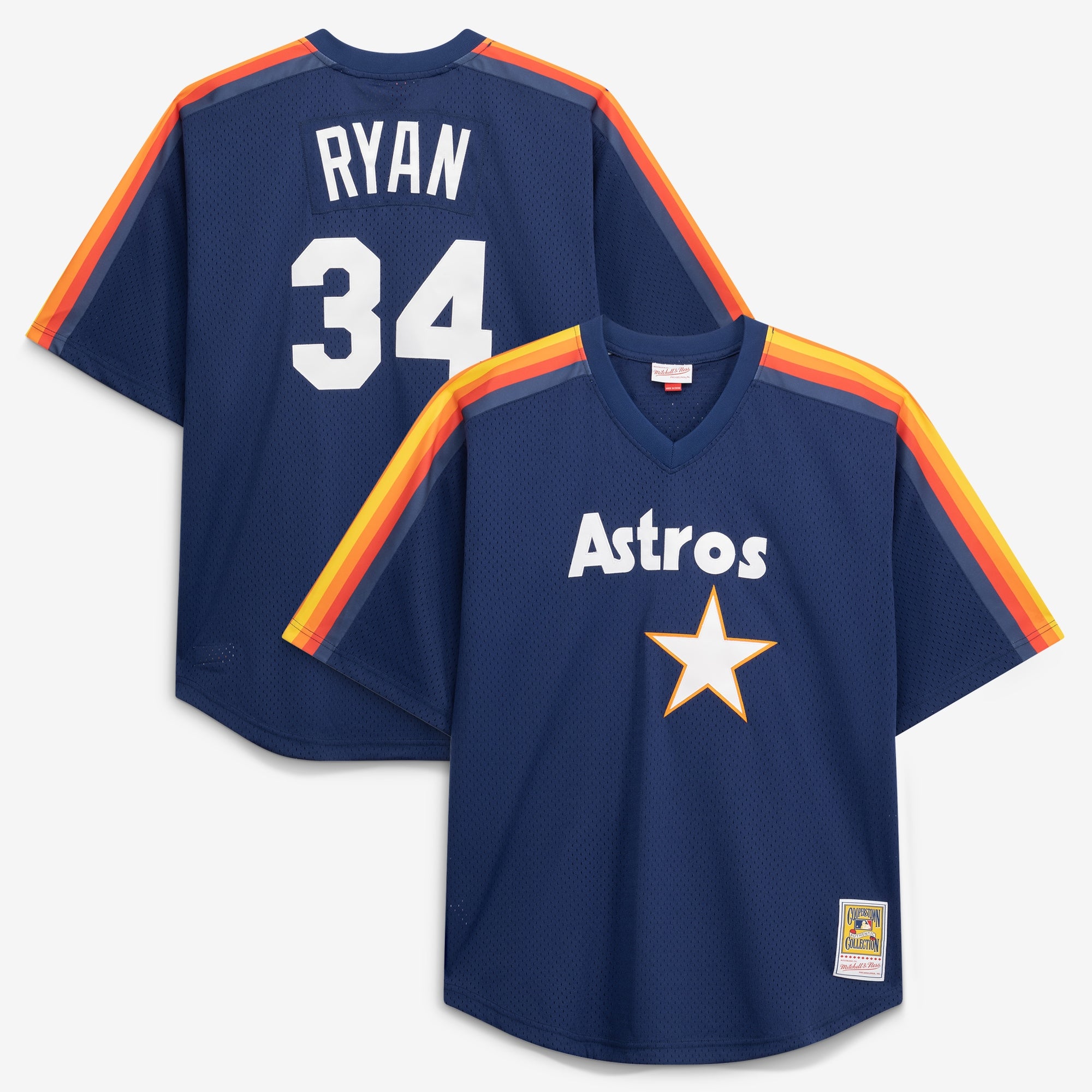Nolan Ryan Houston Astros M & N Cooperstown Collection Big & Tall Mesh Batting Practice Jersey - Navy | Stitched Baseball Jersey TJS0991