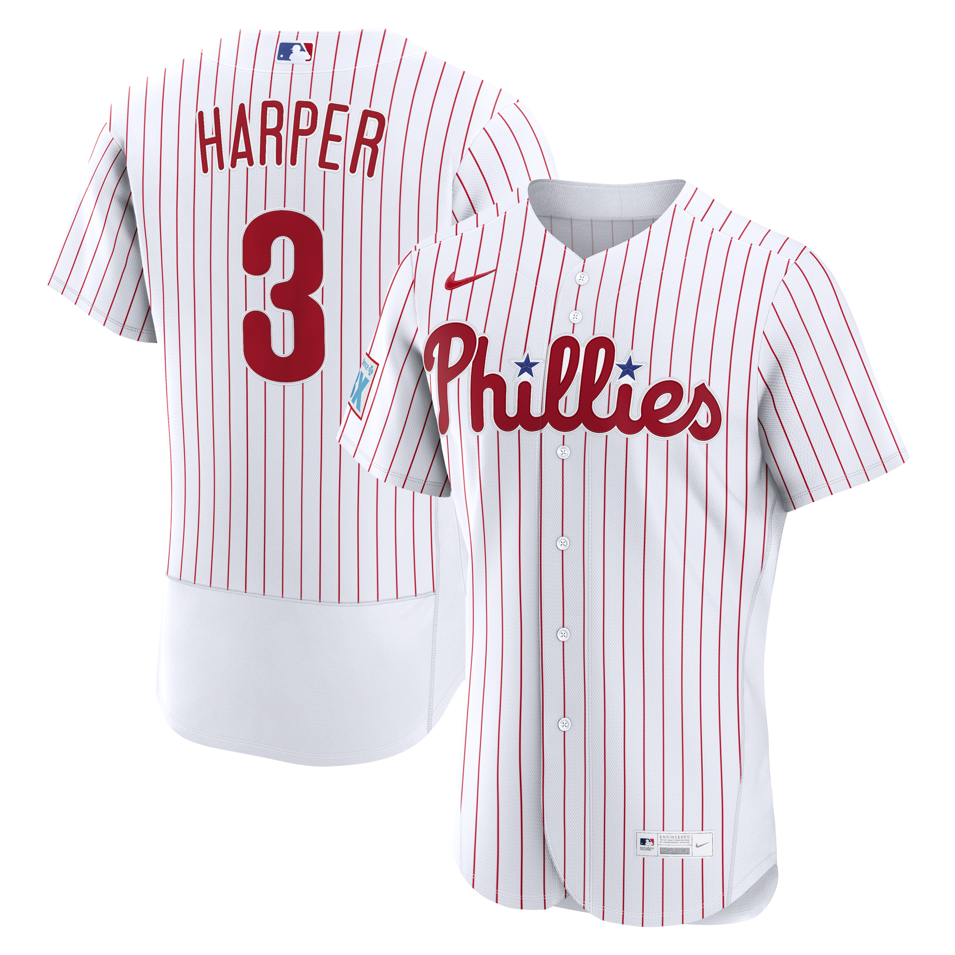 Bryce Harper Philadelphia Phillies Home Sponsor Patch Jersey - White | Stitched Baseball Jersey TJS0632