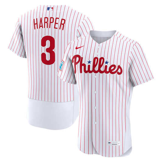 Bryce Harper Philadelphia Phillies Home Sponsor Patch Jersey - White | Stitched Baseball Jersey TJS0632