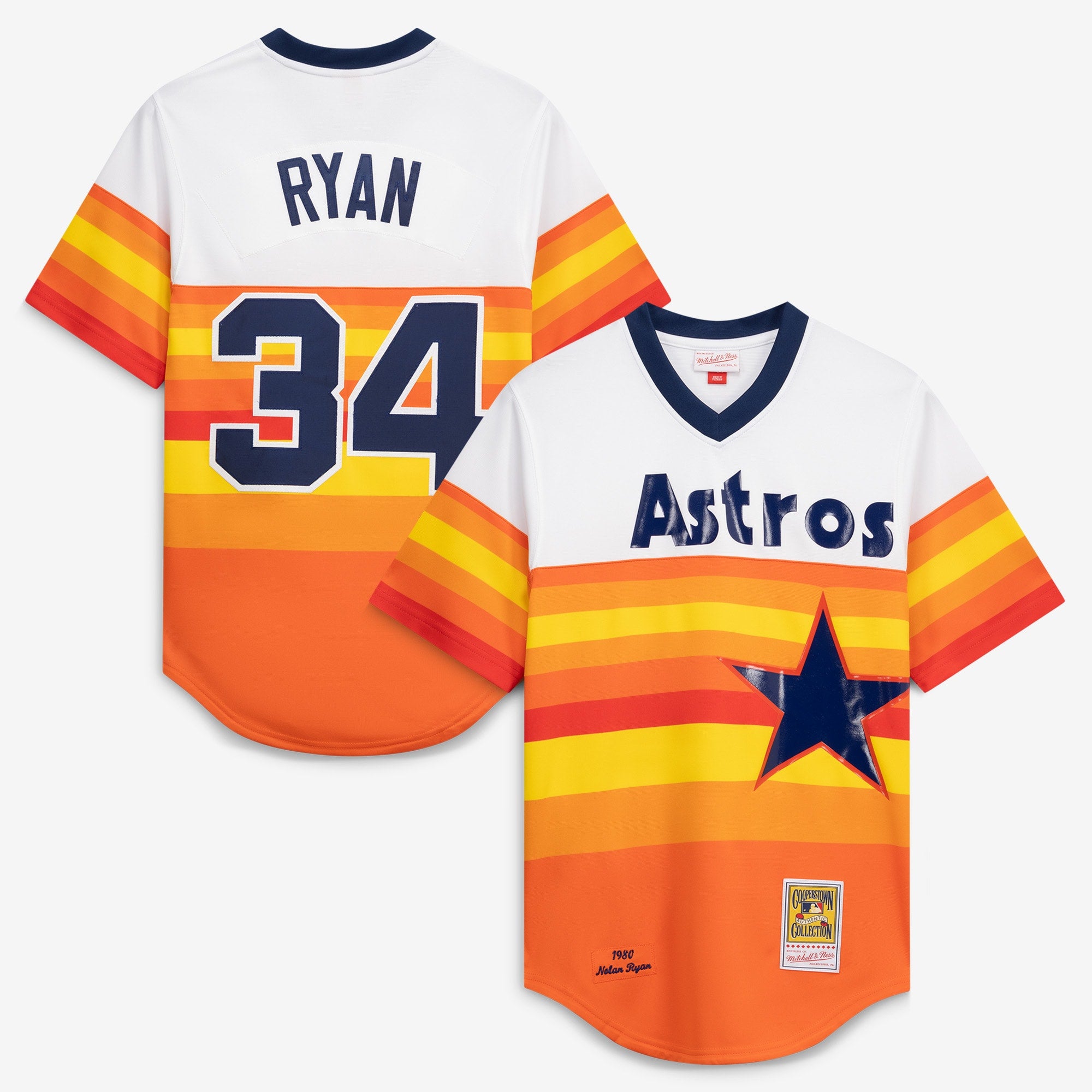 Nolan Ryan Houston Astros M & N Throwback Jersey - White | Stitched Baseball Jersey TJS0888