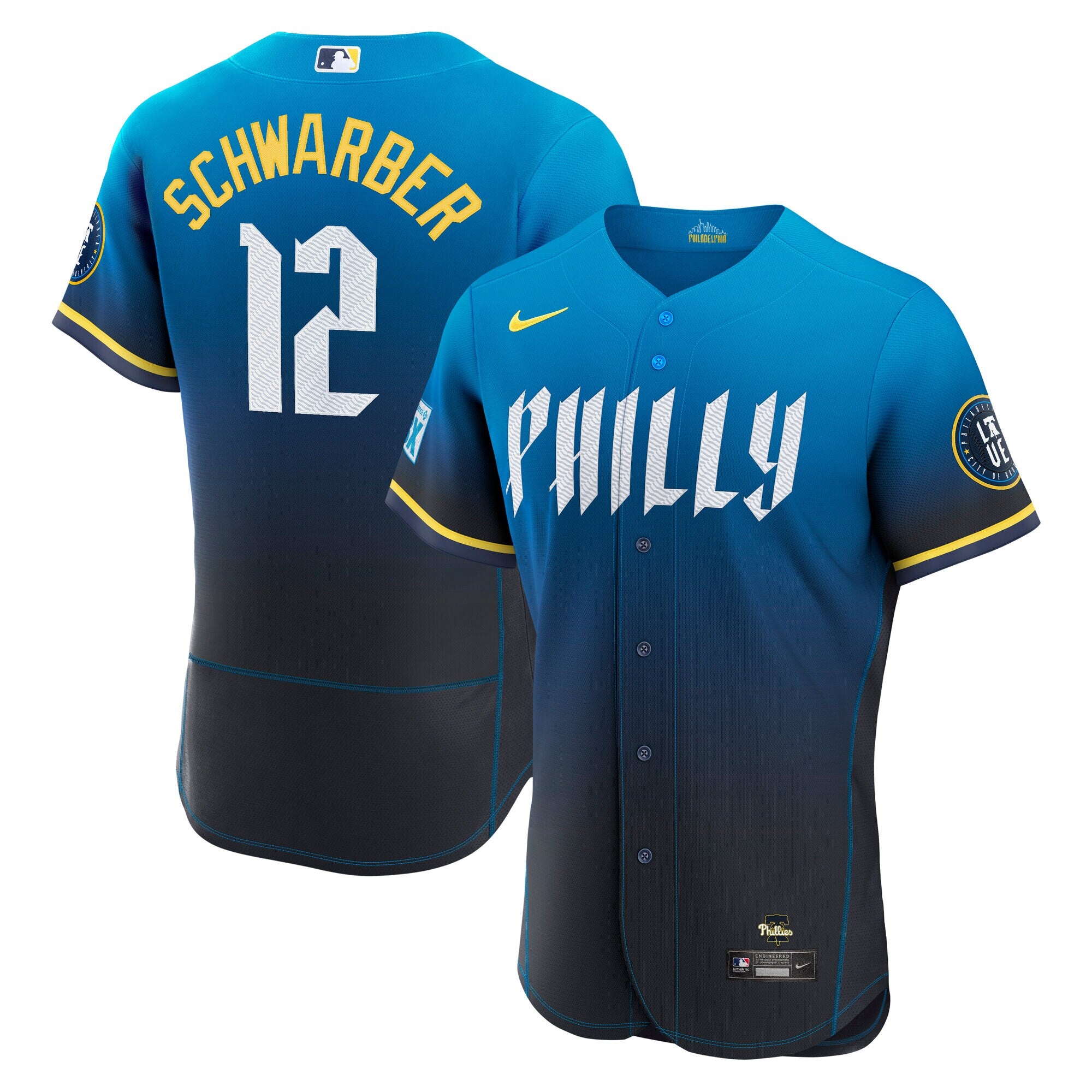Kyle Schwarber Philadelphia Phillies City Connect Sponsor Patch Jersey - Navy | Stitched Baseball Jersey TJS0644
