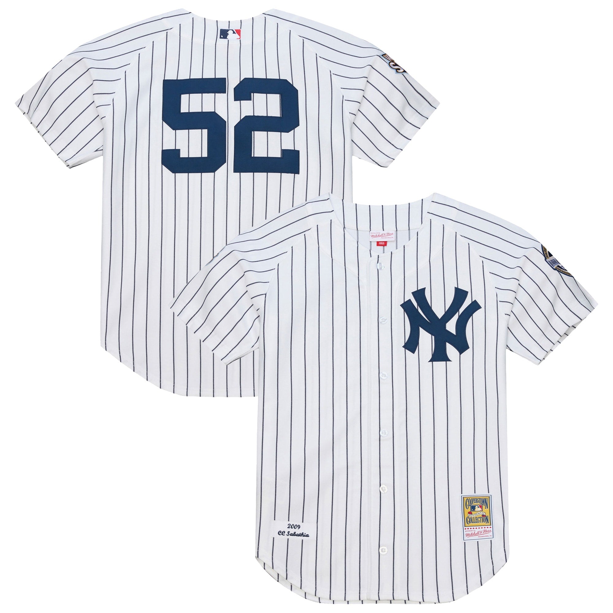 CC Sabathia New York Yankees M & N 2009 Cooperstown Collection Jersey - White | Stitched Baseball Jersey TJS0864