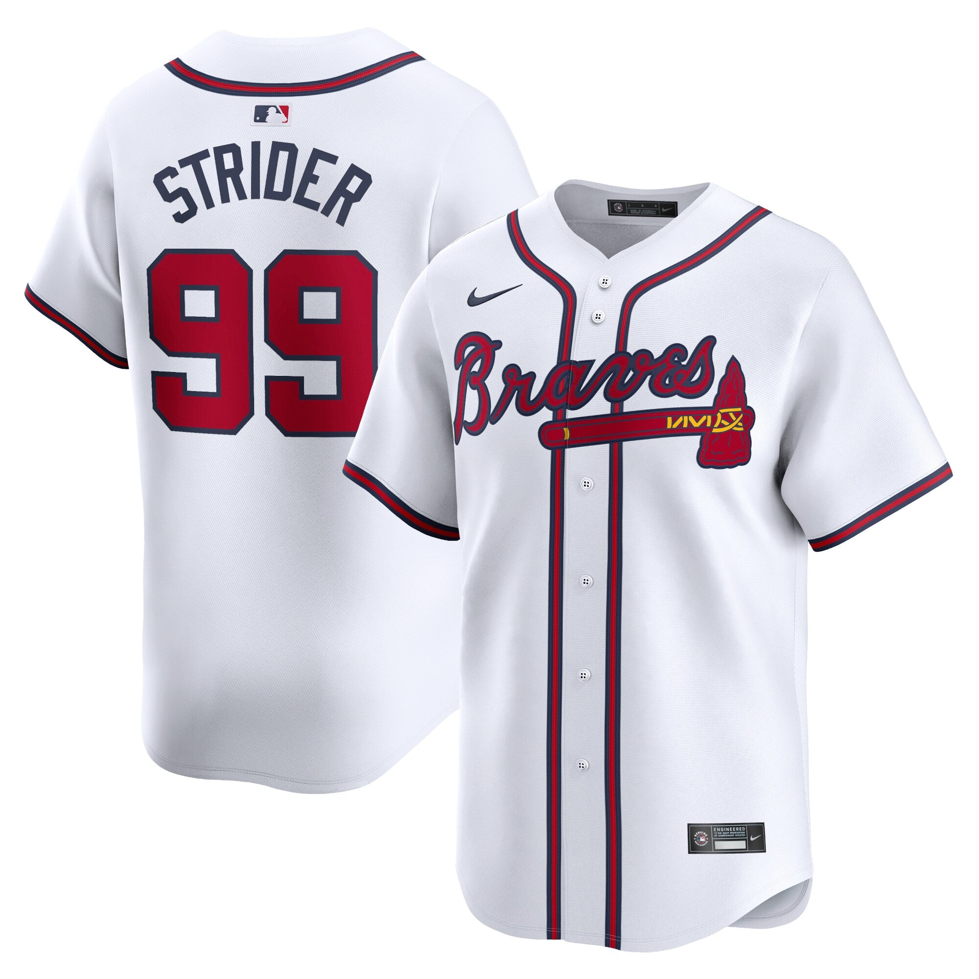 Spencer Strider Atlanta Braves Home Limited Player Jersey - White | Stitched Baseball Jersey TJS0941