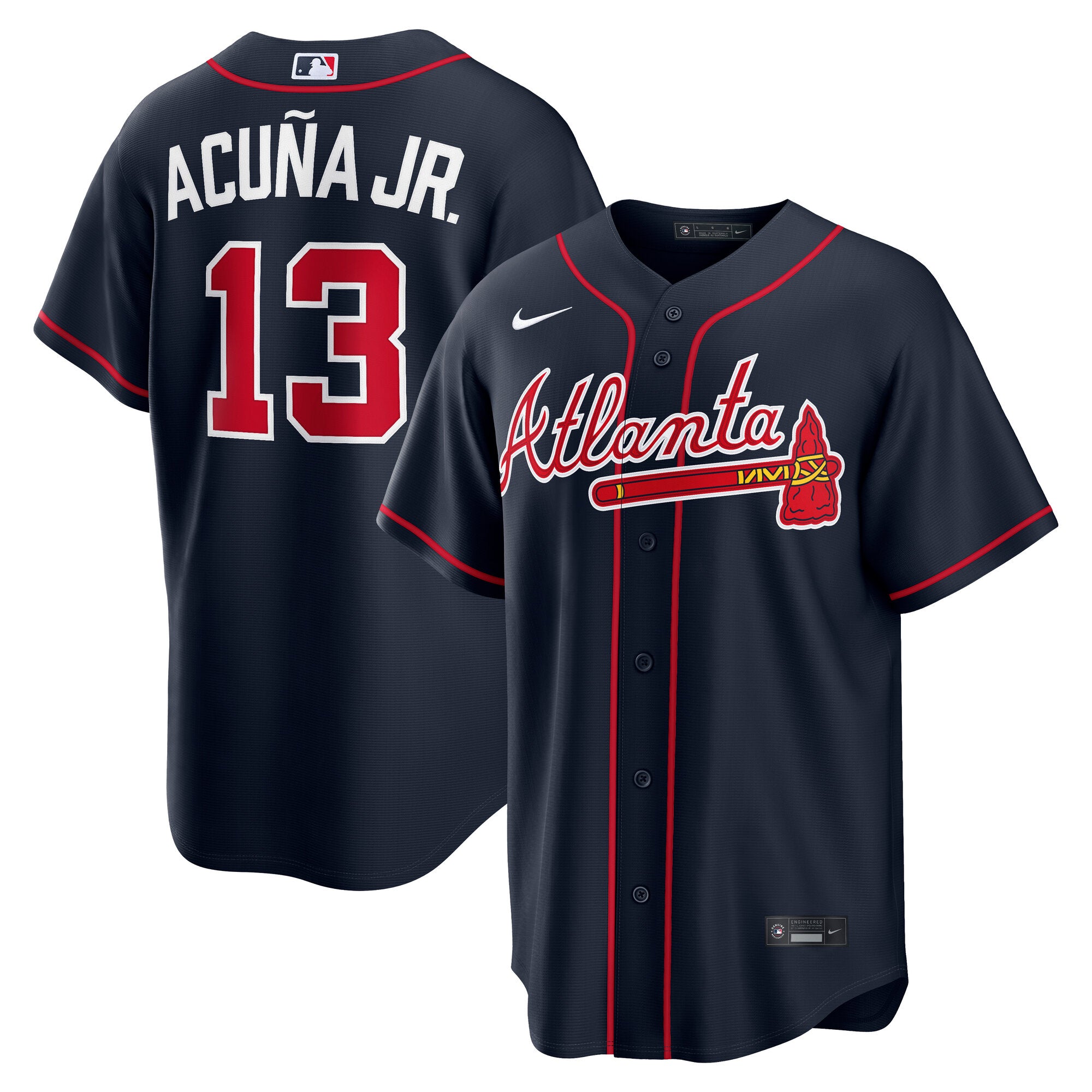 Ronald Acu�a Jr. Atlanta Braves Alternate Replica Jersey - Navy | Stitched Baseball Jersey TJS0923