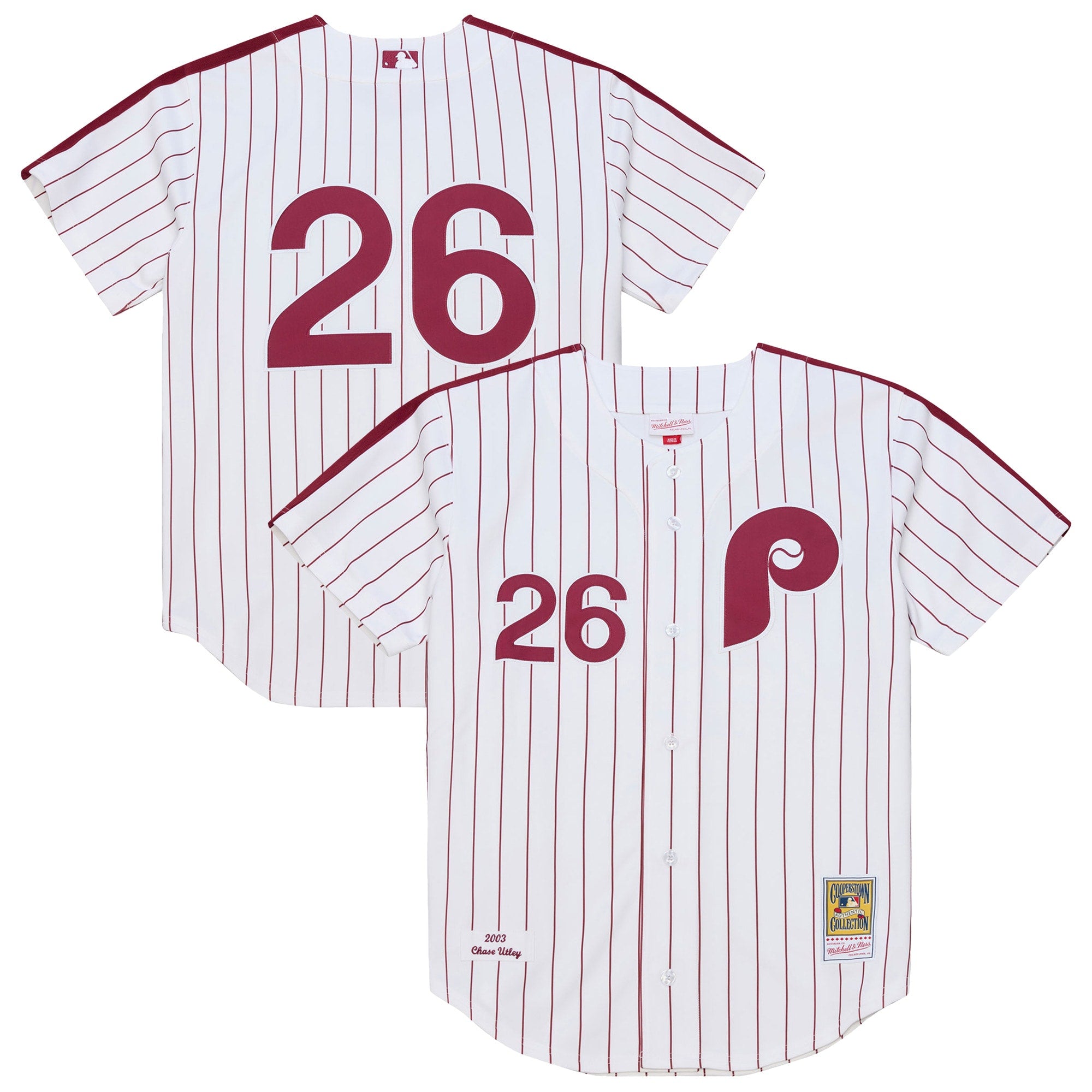 Chase Utley Philadelphia Phillies M & N 2003 Cooperstown Collection Jersey - White | Stitched Baseball Jersey TJS0972