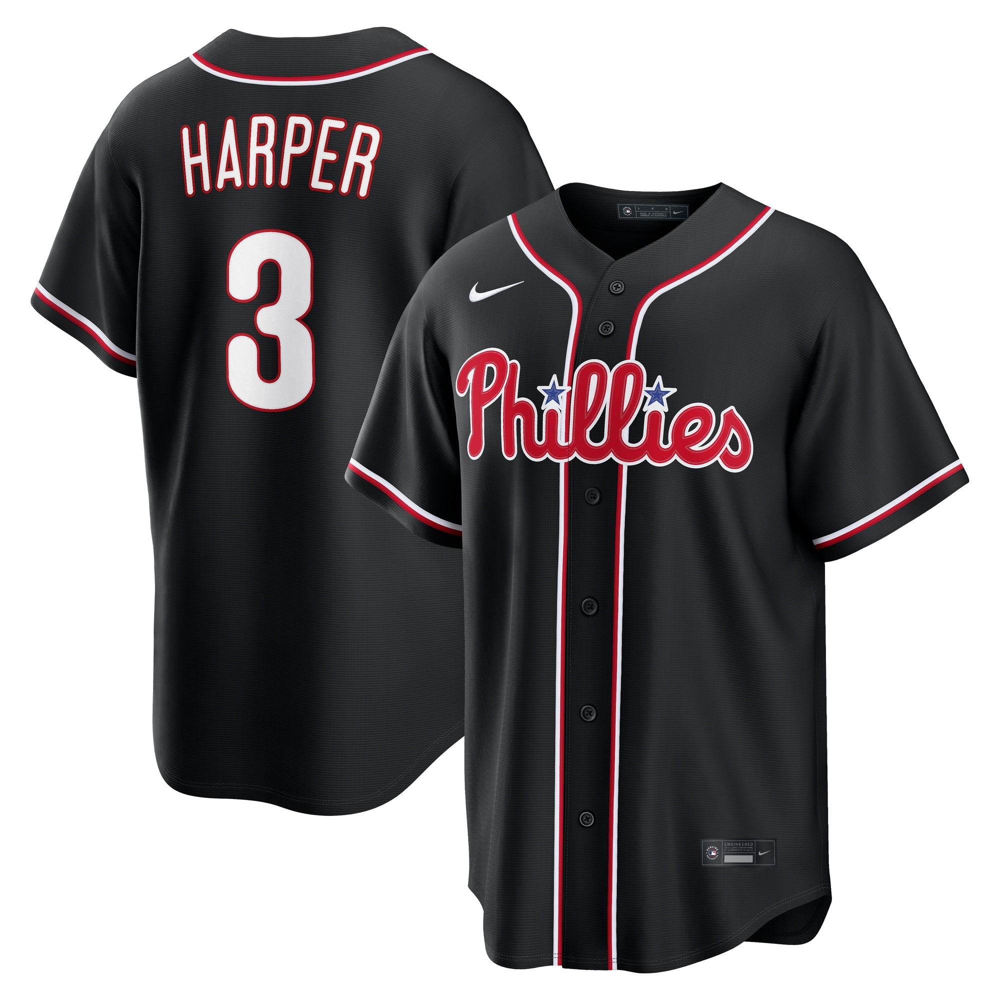 Bryce Harper Philadelphia Phillies Fashion Replica Black Out Jersey | Stitched Baseball Jersey TJS0824