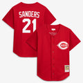 Deion Sanders Cincinnati Reds M & N Cooperstown Mesh Batting Practice Button-Up Jersey - Red | Stitched Baseball Jersey TJS0601