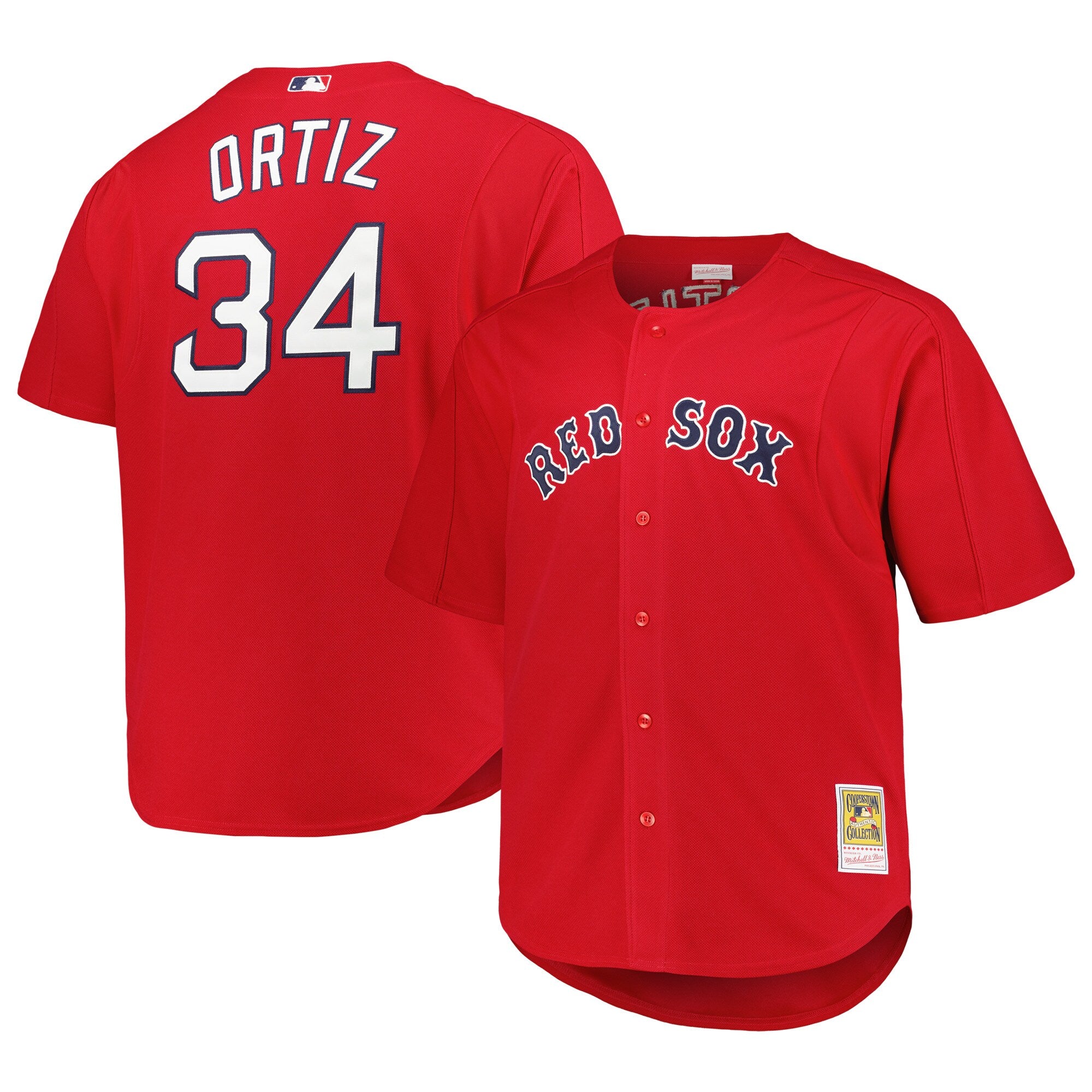David Ortiz Boston Red Sox M & N Big & Tall Cooperstown Mesh Batting Practice Jersey - Red | Stitched Baseball Jersey TJS1027