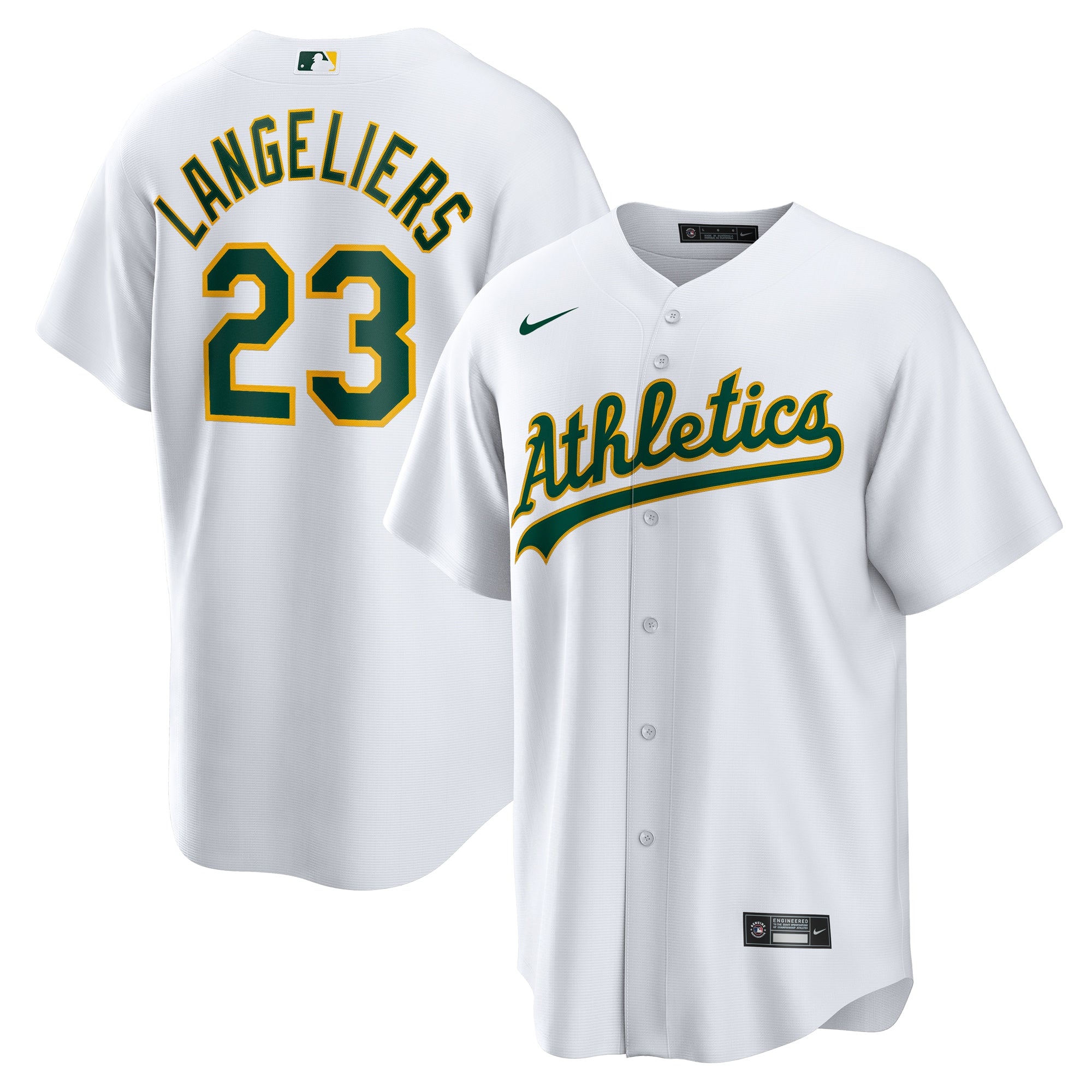 Shea Langeliers Athletics Home Replica Jersey - White | Stitched Baseball Jersey TJS1022