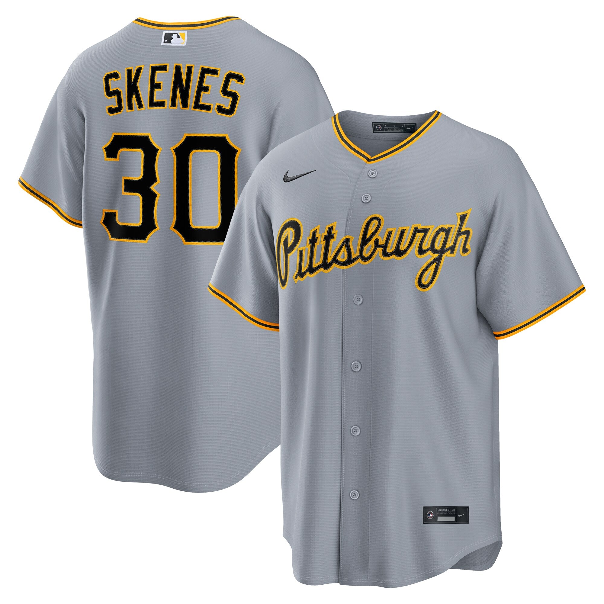 Paul Skenes Pittsburgh Pirates Road Replica Jersey - Gray | Stitched Baseball Jersey TJS1039