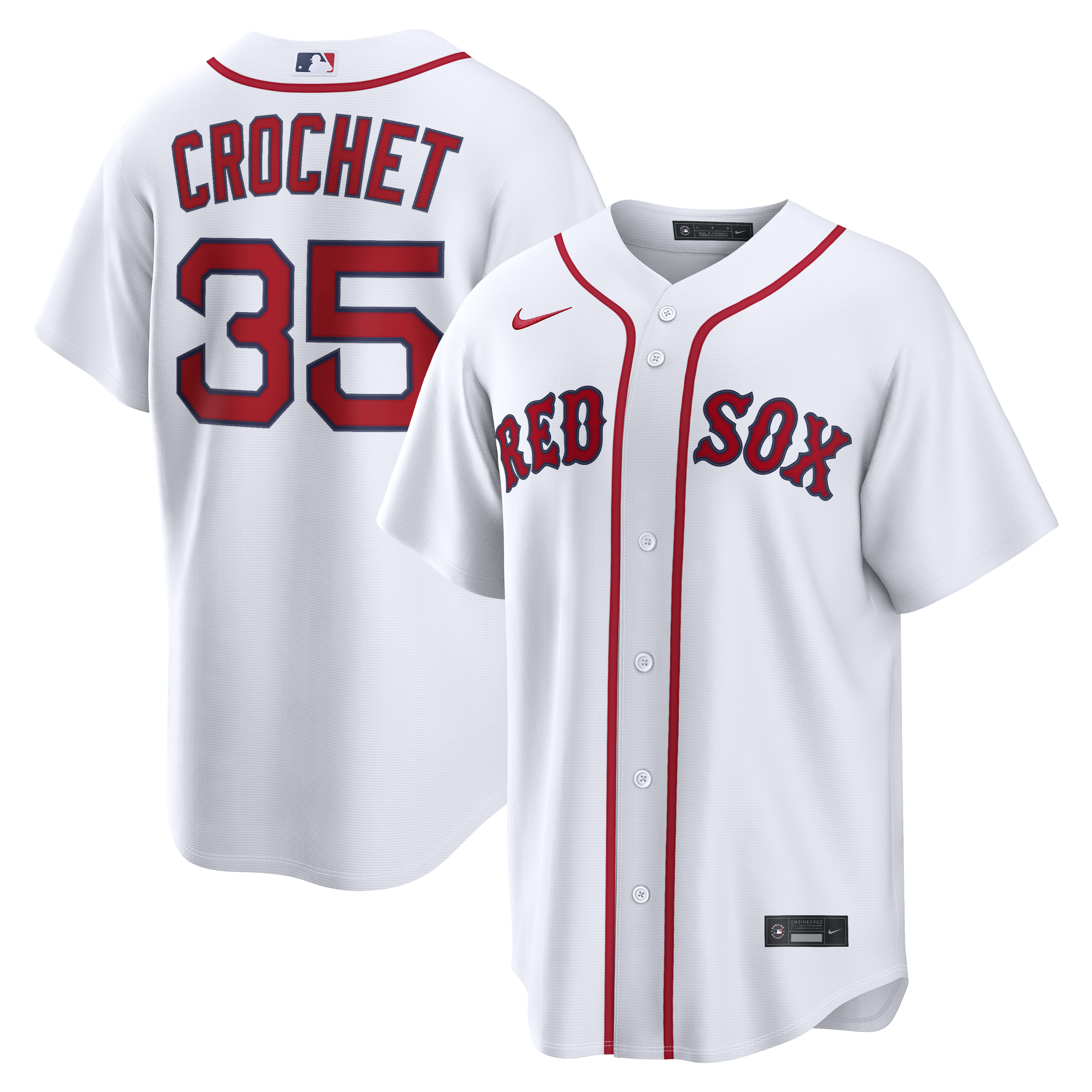 Garrett Crochet Boston Red Sox Home Replica Jersey - White | Stitched Baseball Jersey TJS1030