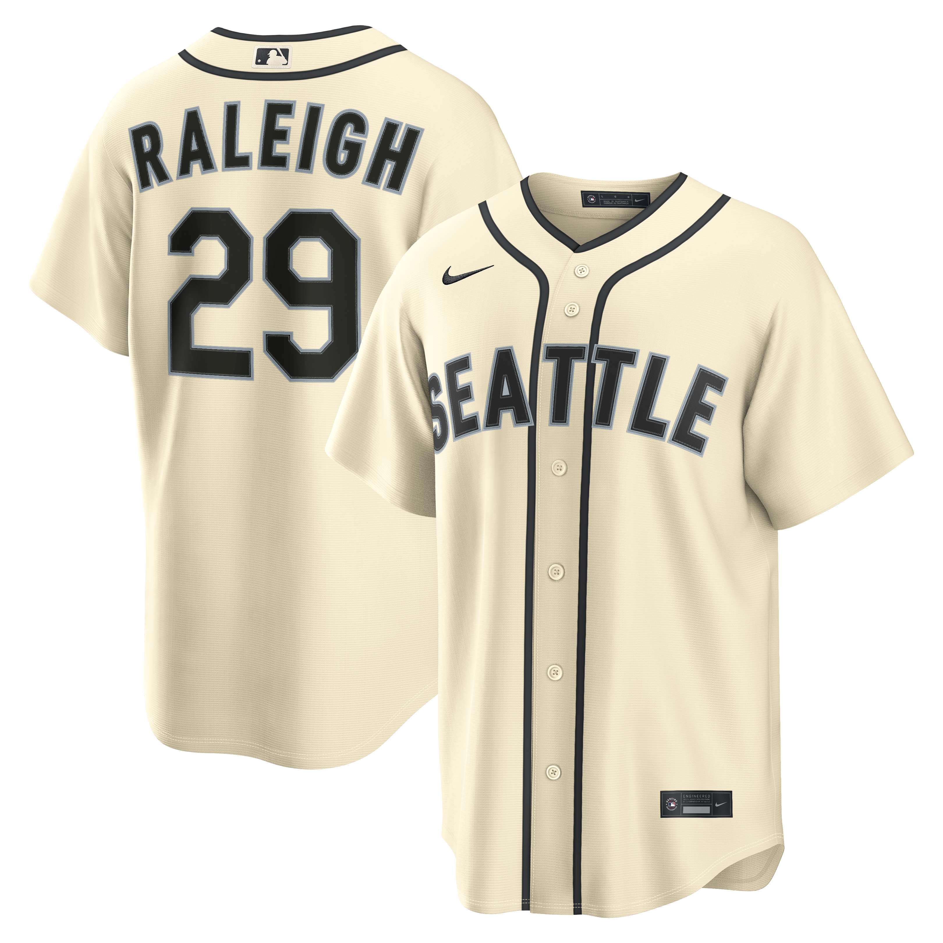 Cal Raleigh Seattle Mariners Alternate Replica Jersey - Cream | Stitched Baseball Jersey TJS1050