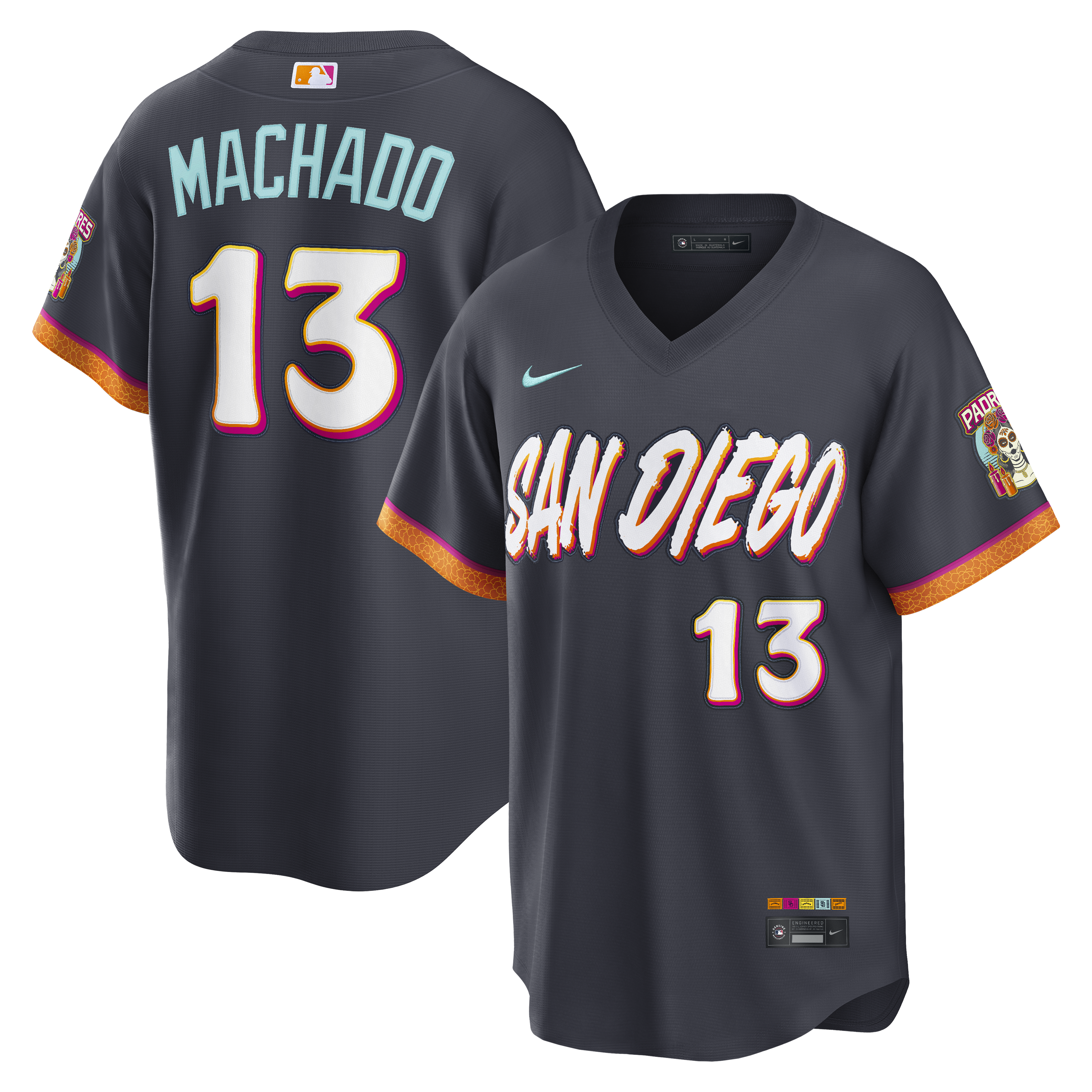 Manny Machado San Diego Padres 2026 City Connect Stadium Jersey - Obsidian | Stitched Baseball Jersey TJS1062