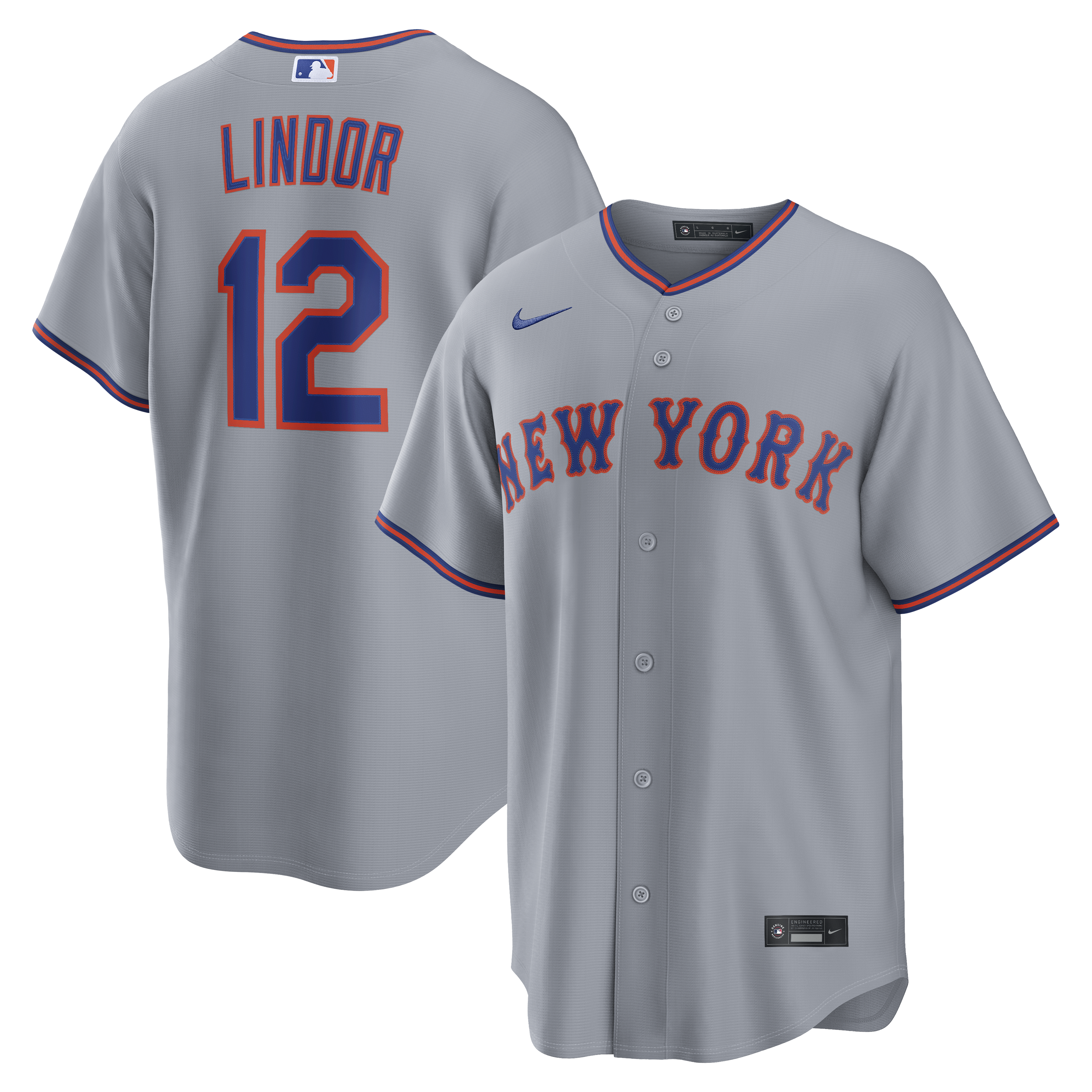 Francisco Lindor New York Mets Road Replica Jersey - Gray | Stitched Baseball Jersey TJS1068