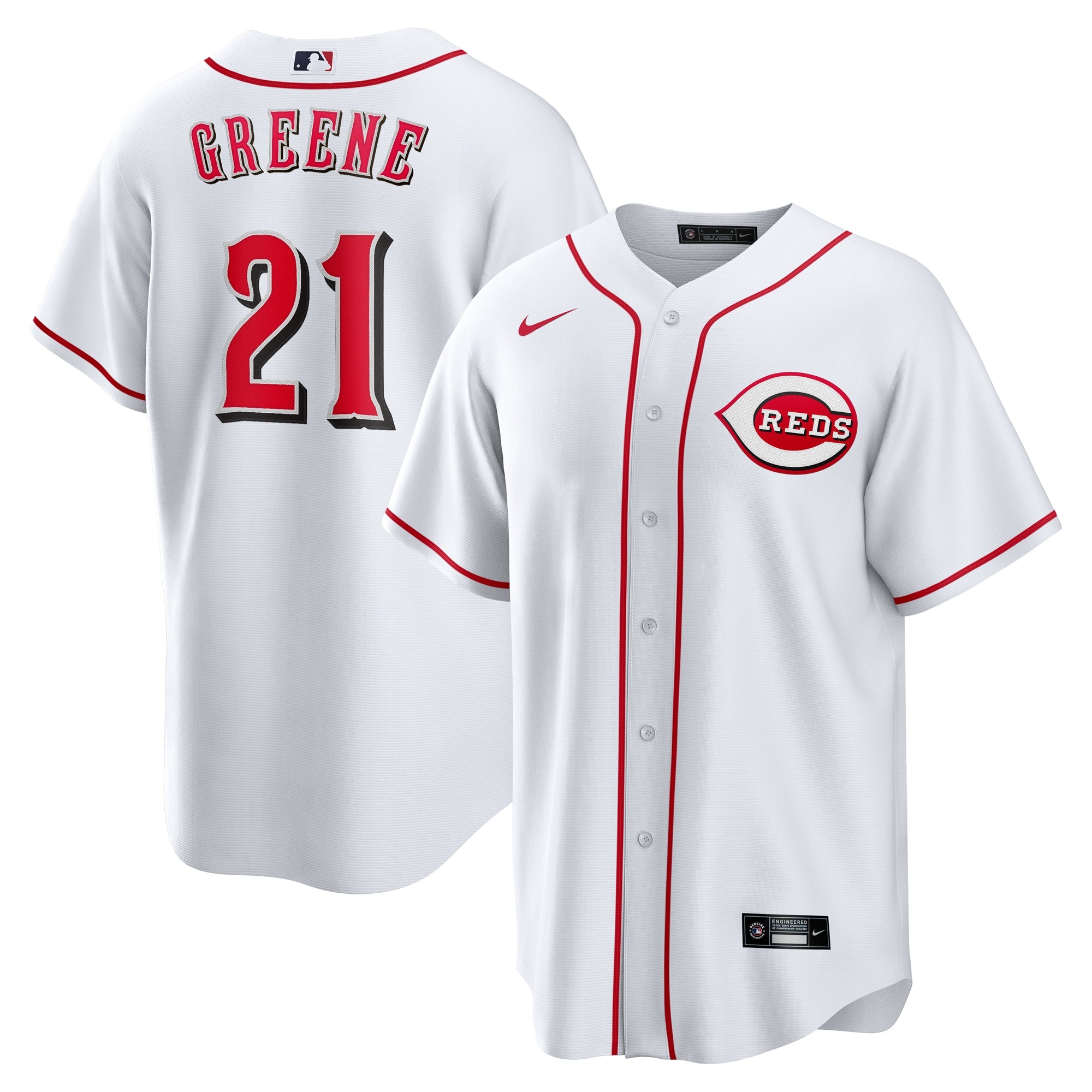 Hunter Greene Cincinnati Reds Home Replica Jersey - White | Stitched Baseball Jersey TJS1065