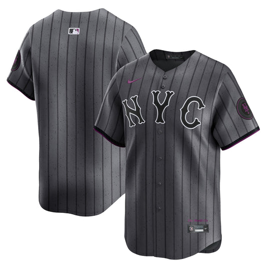 New York Mets 2024 City Connect Limited Jersey - Graphite | Stitched Baseball Jersey TJS1290