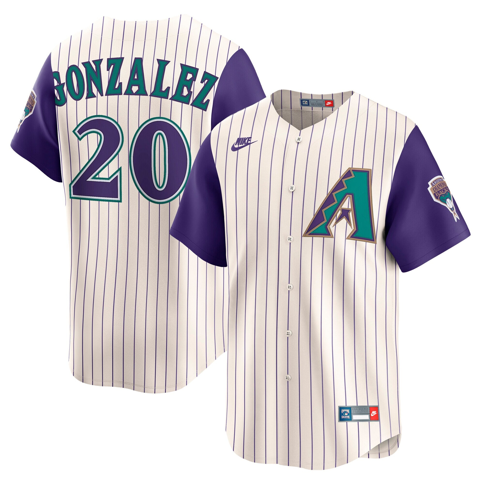 Luis Gonzalez Arizona Diamondbacks Throwback Cooperstown Collection Limited Jersey - Cream | Stitched Baseball Jersey TJS1187