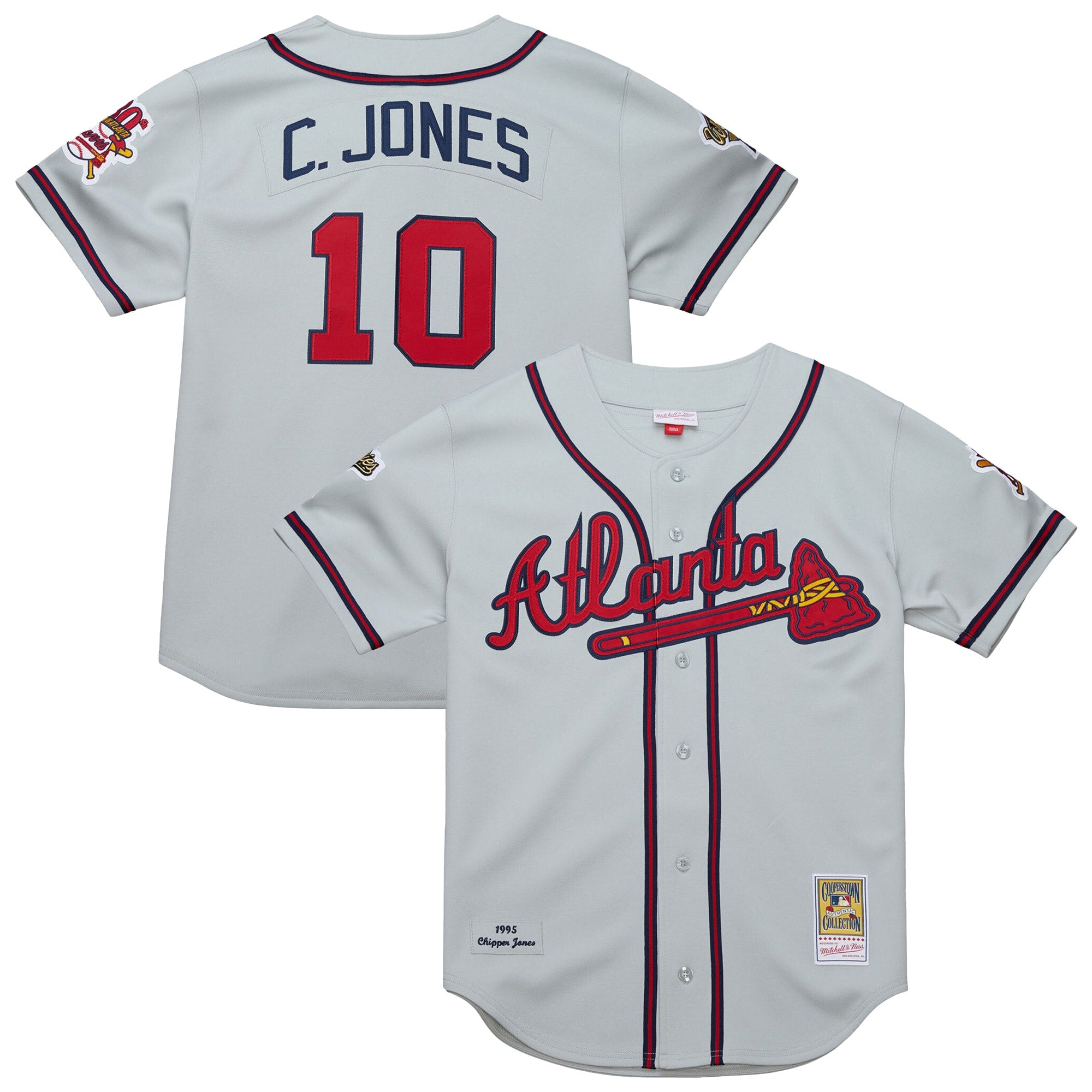Chipper Jones Atlanta Braves M & N 1995 Throwback Jersey - Gray | Stitched Baseball Jersey TJS1141