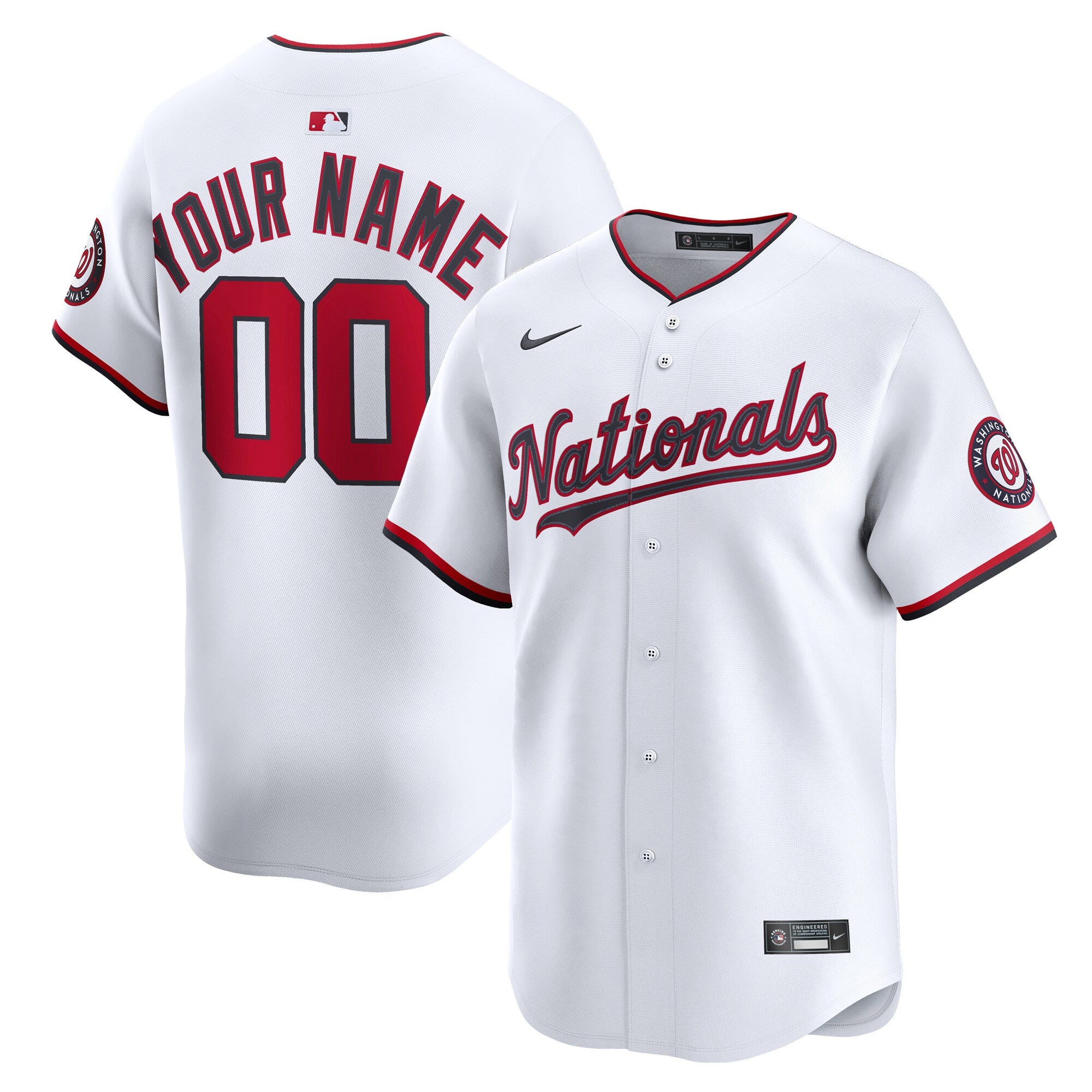 Washington Nationals Home Limited Custom Jersey - White | Stitched Baseball Jersey TJS1293