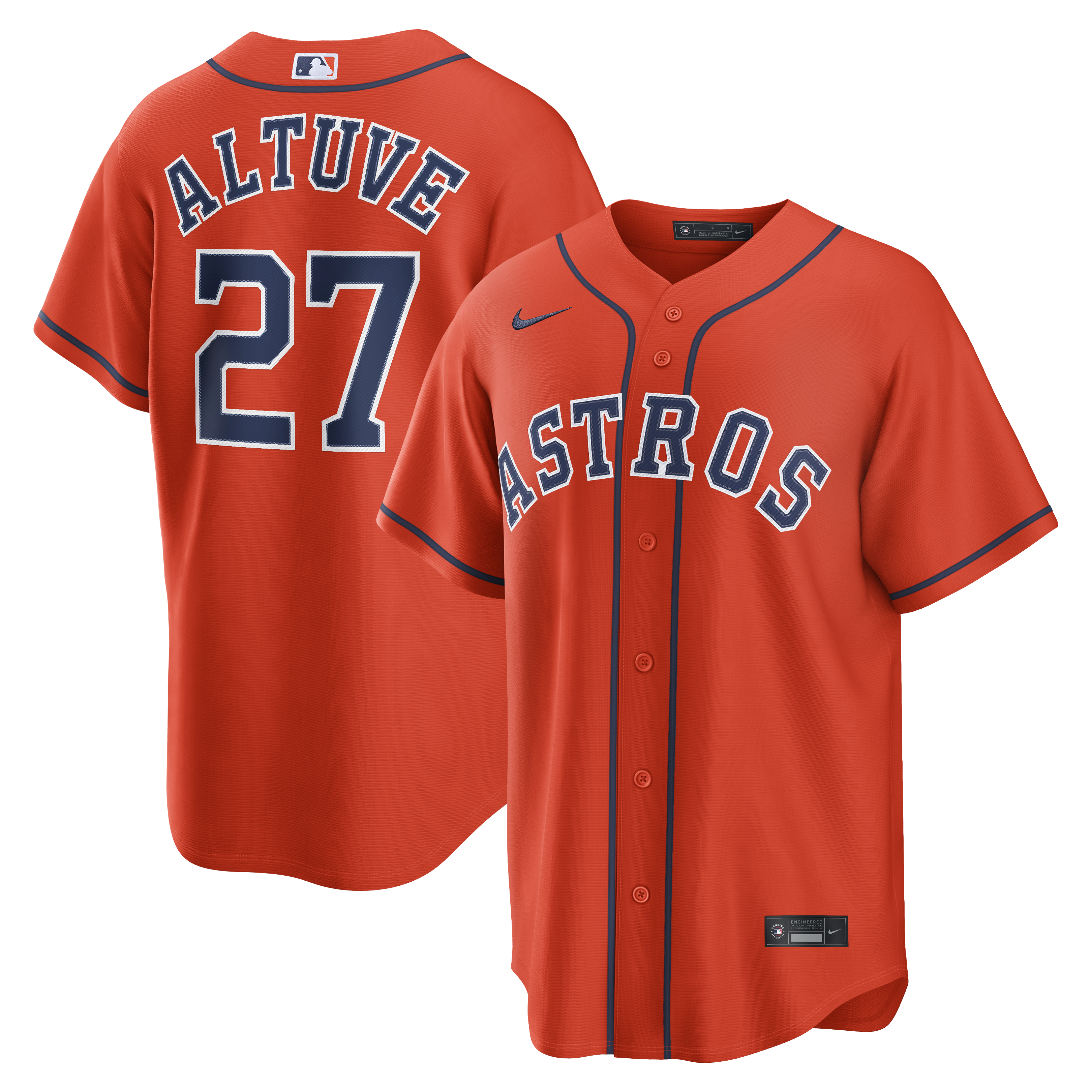 Jose Altuve Houston Astros Alternate Replica Jersey - Orange | Stitched Baseball Jersey TJS1209