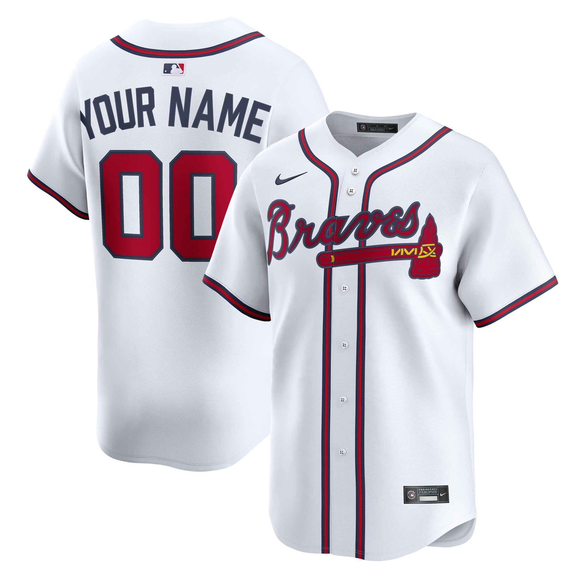 Atlanta Braves Home Limited Custom Jersey - White | Stitched Baseball Jersey TJS1272