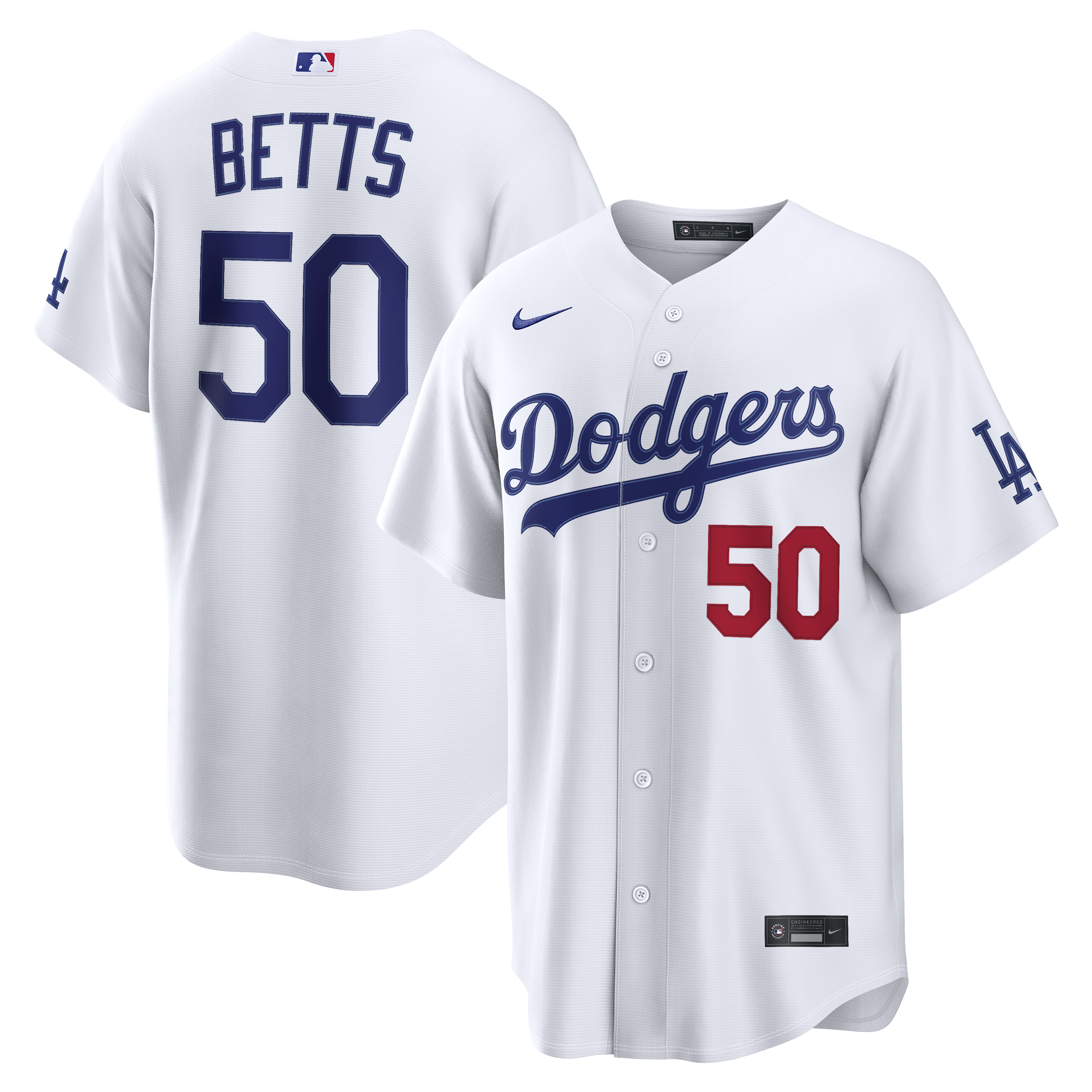 Mookie Betts Los Angeles Dodgers Home Stadium Jersey - White | Stitched Baseball Jersey TJS1161