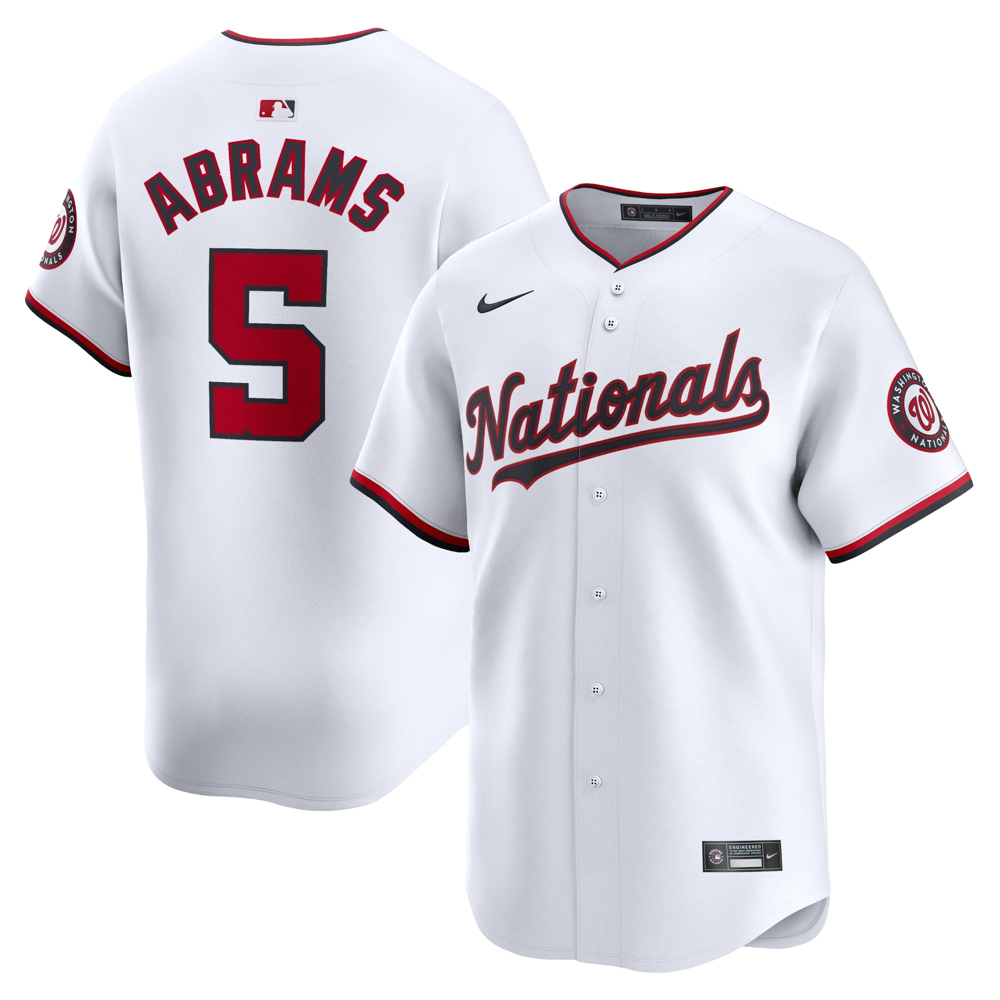 CJ Abrams Washington Nationals Home Limited Player Jersey - White | Stitched Baseball Jersey TJS1256