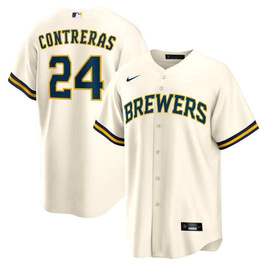 William Contreras Milwaukee Brewers Home Replica Jersey - Cream | Stitched Baseball Jersey TJS1105